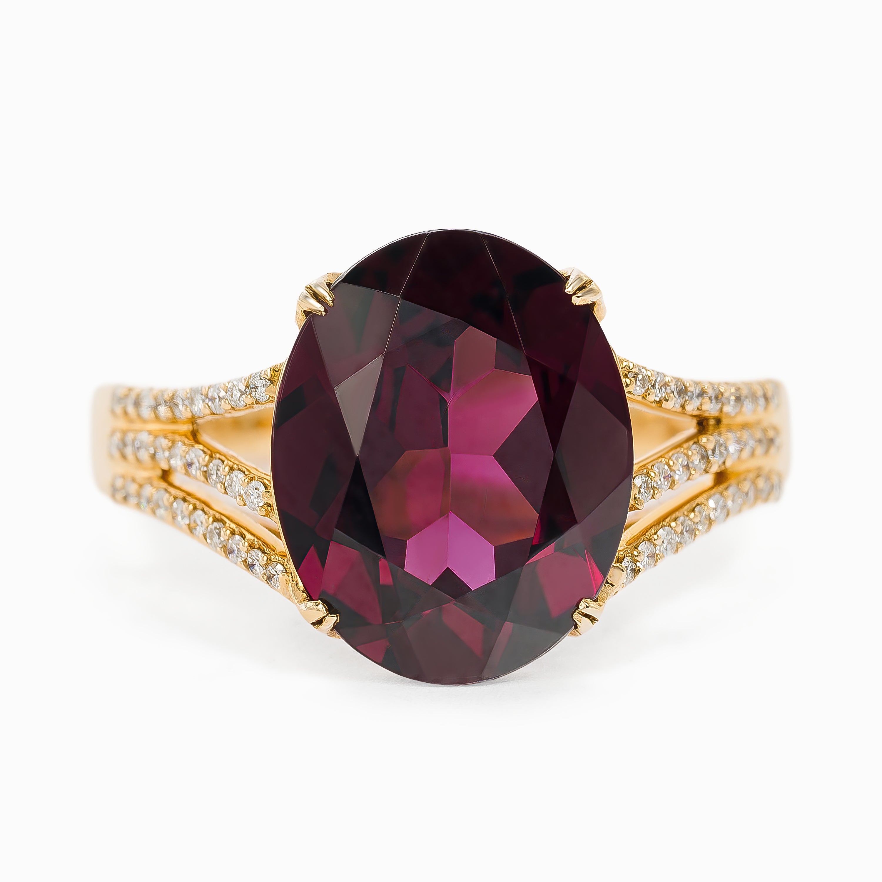 Rose Gold Ring with Rhodolite Stones