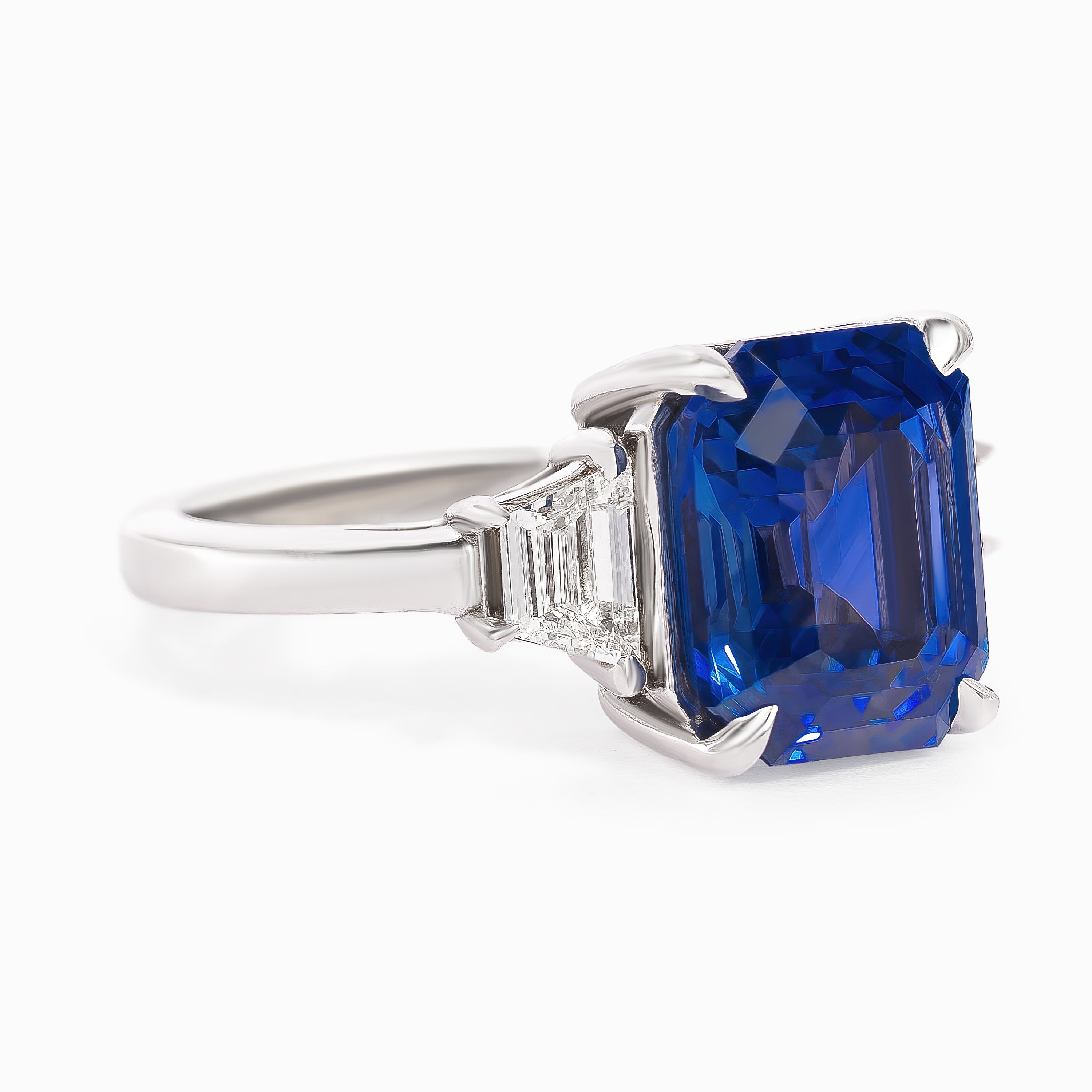 White Gold Ring with Diamond, Sapphire Stones