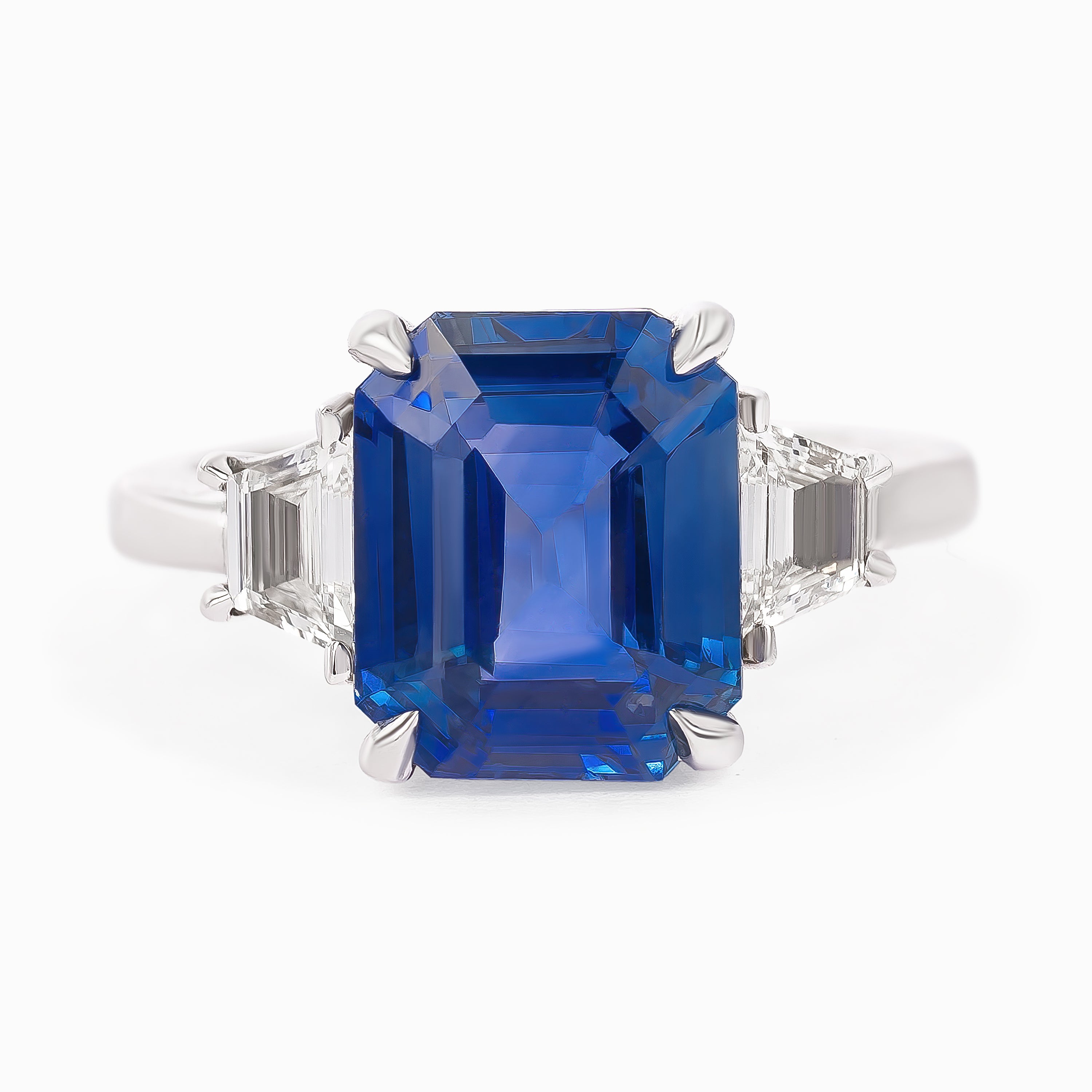 White Gold Ring with Diamond, Sapphire Stones