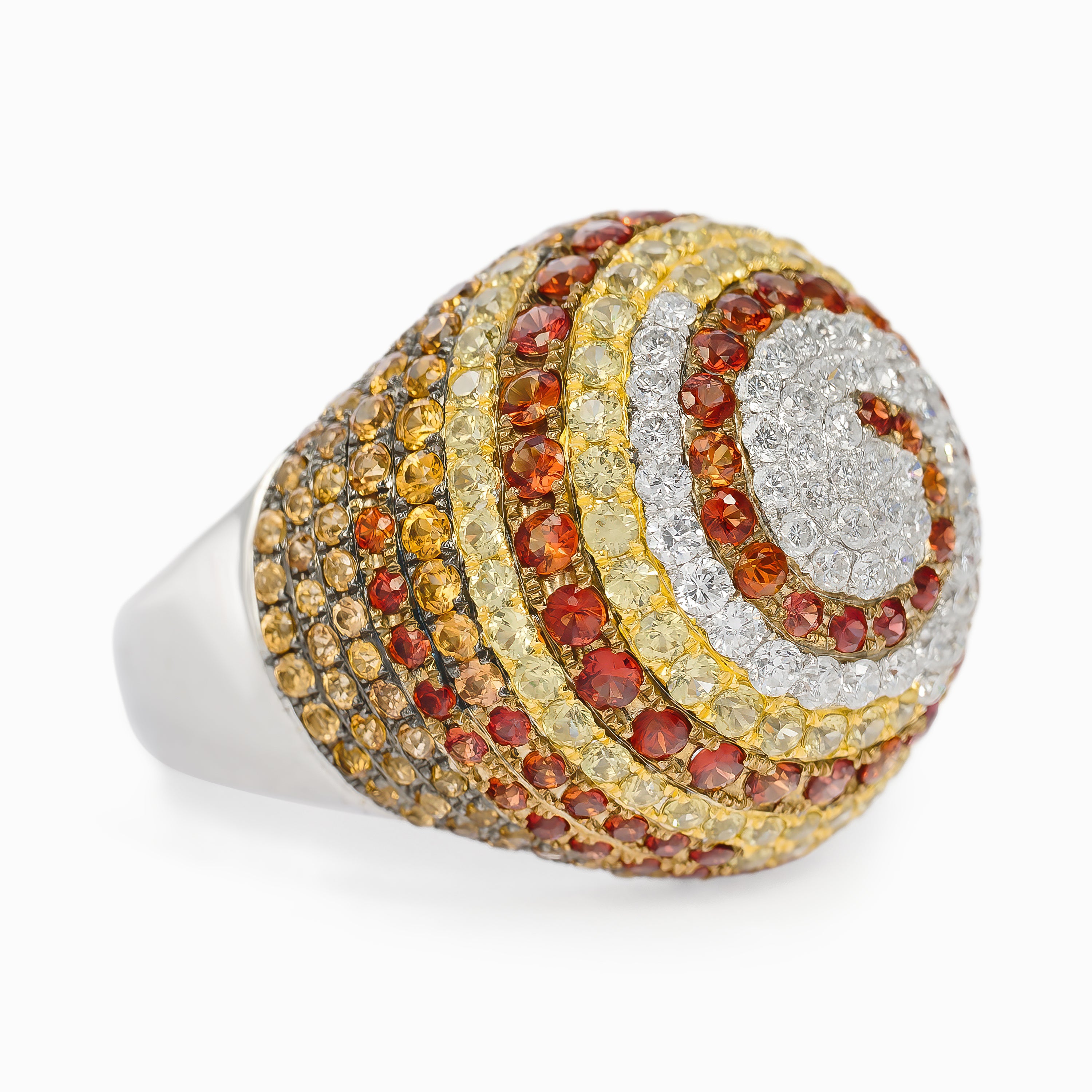 White Gold Ring with Ruby, Sapphire Stones