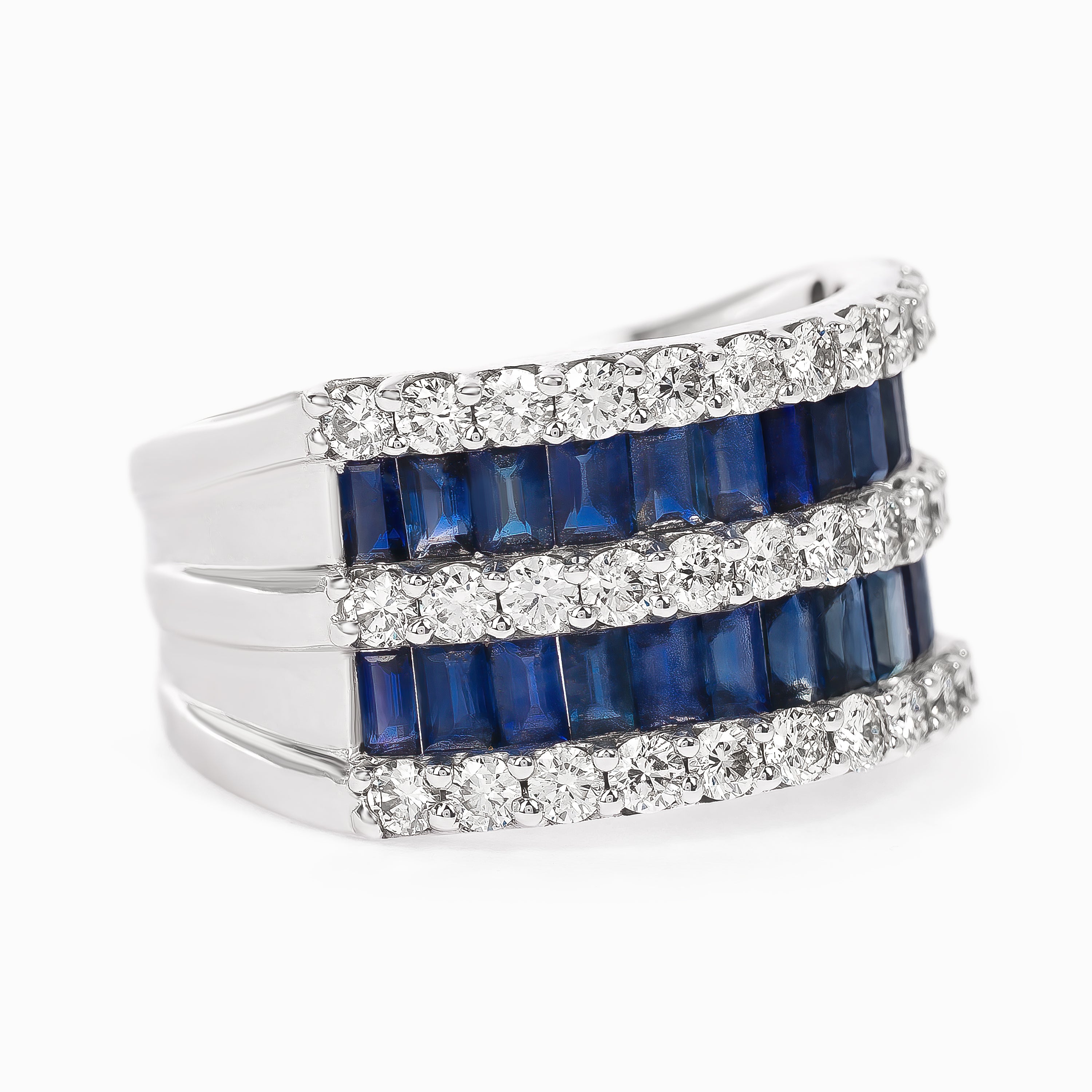 White Gold Ring with Diamond, Sapphire Stones