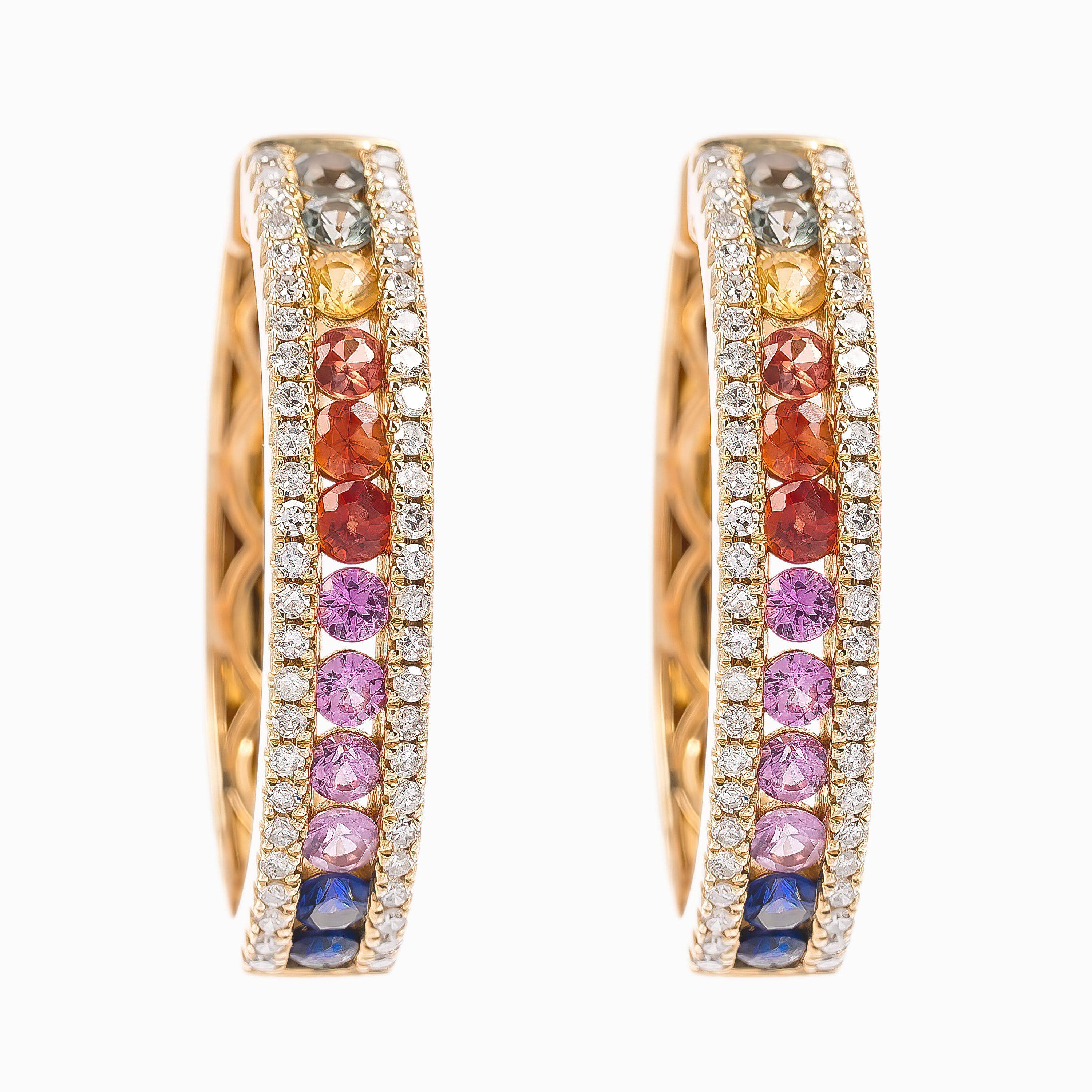 Yellow Gold Bangle Bracelet with Diamond, Sapphire Stones