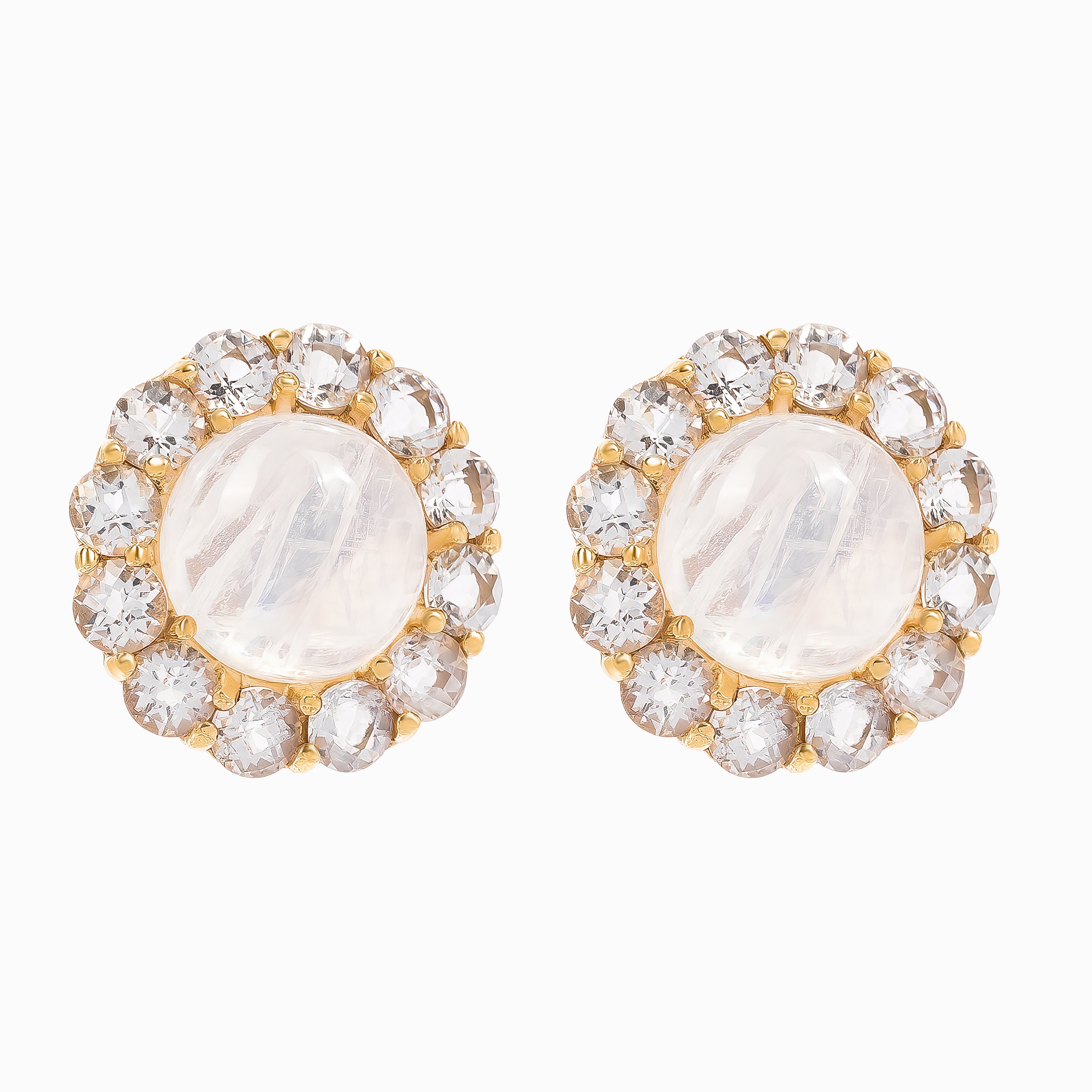 Yellow Gold Stud Earrings with Zircon Stones