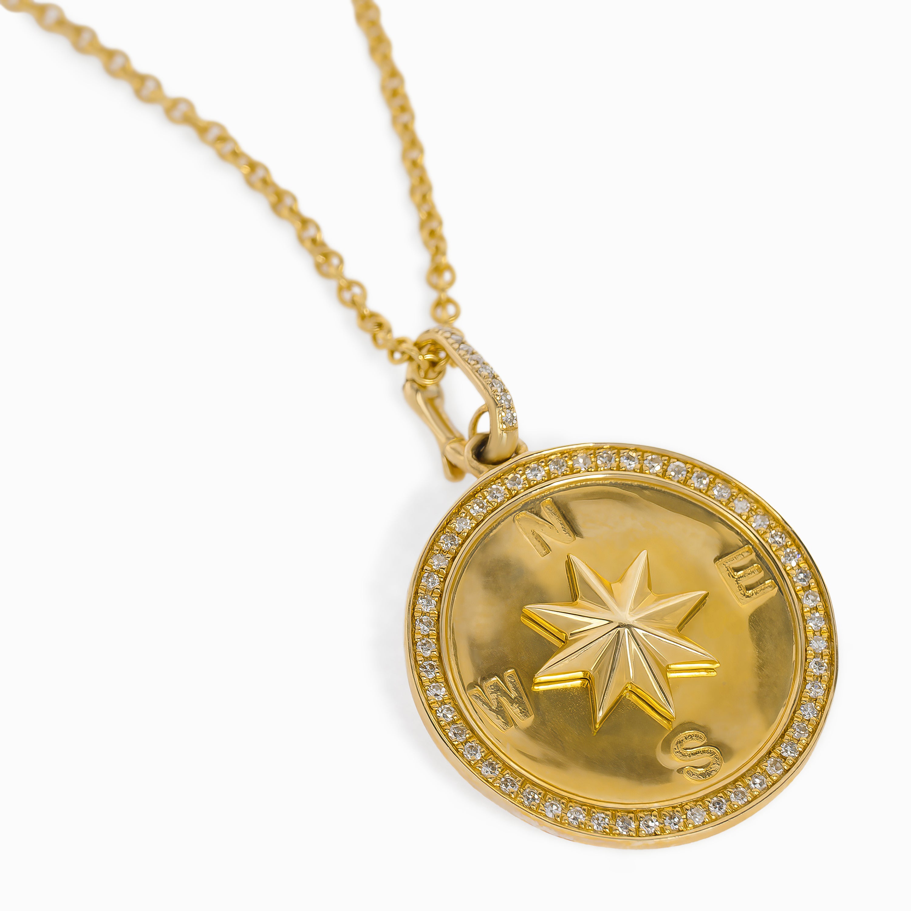 Yellow Gold Pendant Necklace with Diamond Only Stones