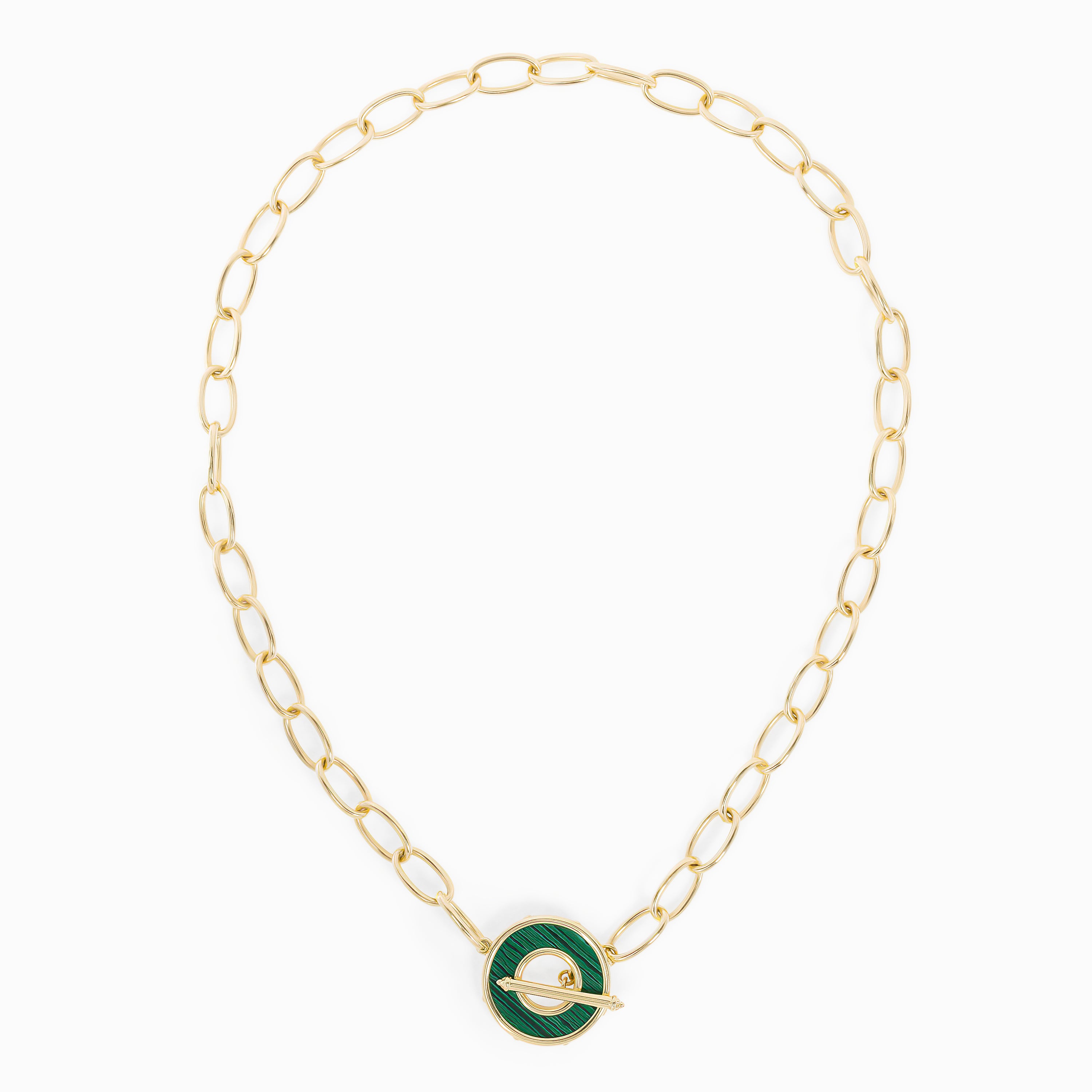 Yellow Gold Chain Pendant Y-Shape Necklace with Enamel Stones