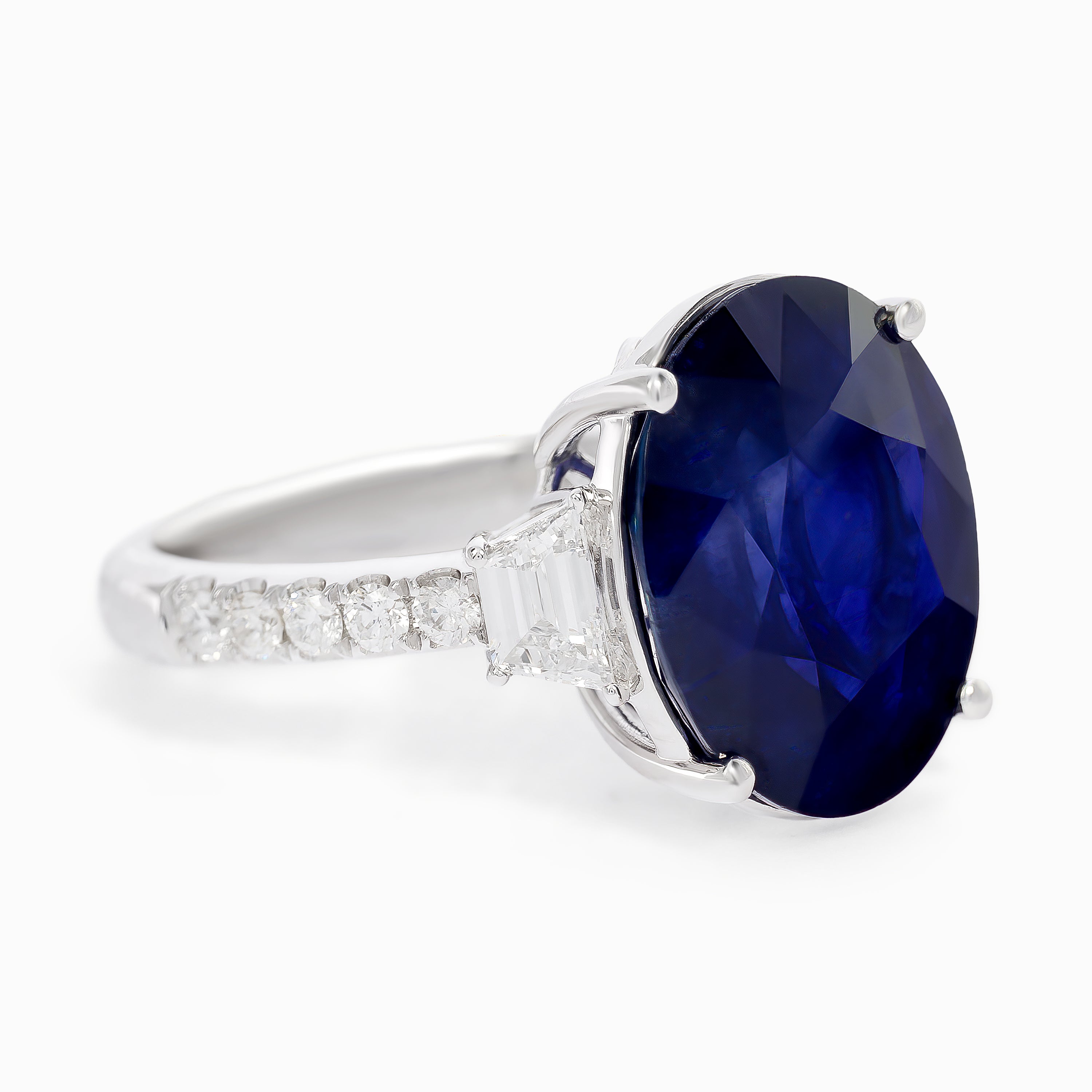 White Gold Ring with Diamond, Sapphire Stones