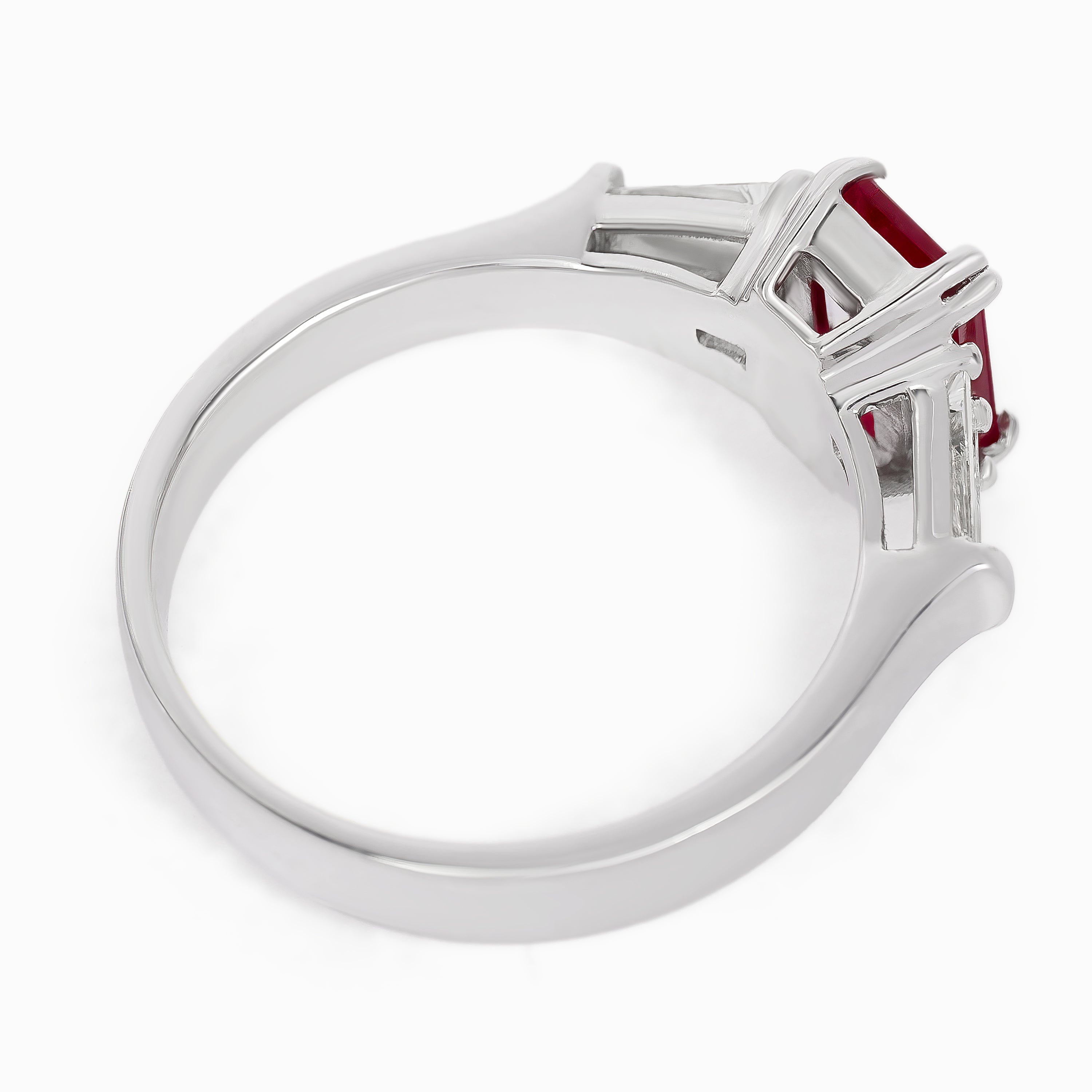 White Gold Ring with Diamond, Ruby Stones