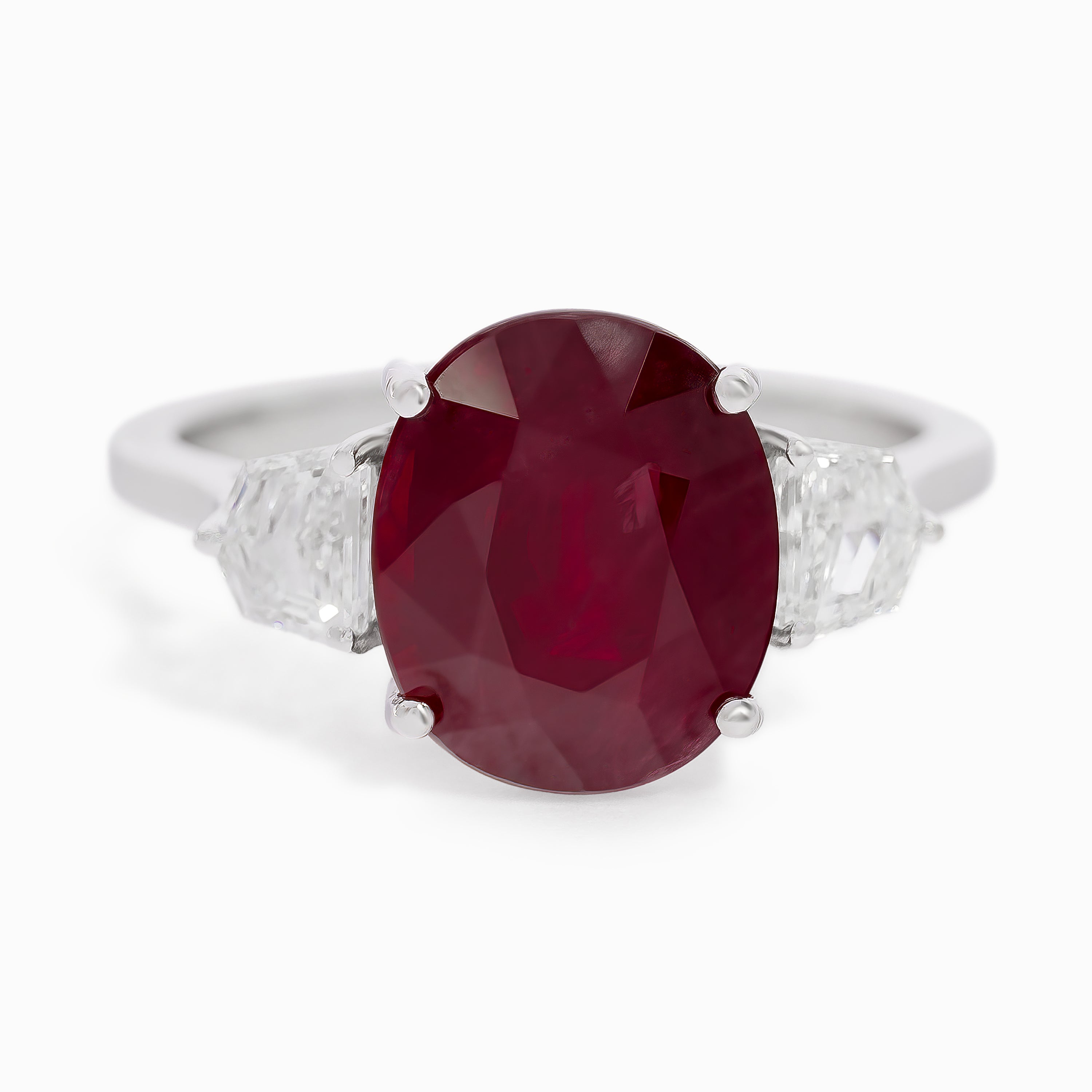 White Gold Ring with Diamond, Ruby Stones