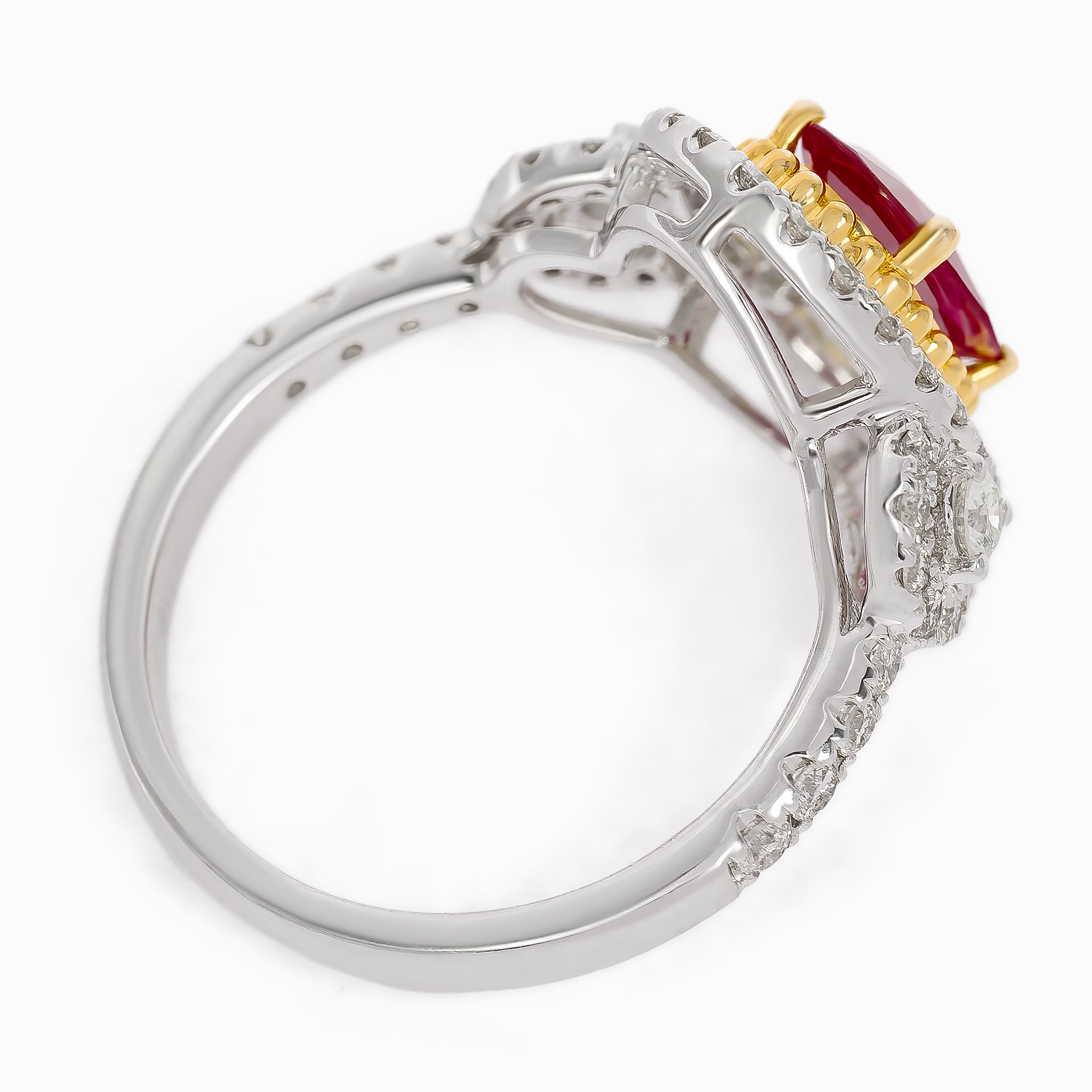 White Gold Ring with Diamond, Ruby Stones