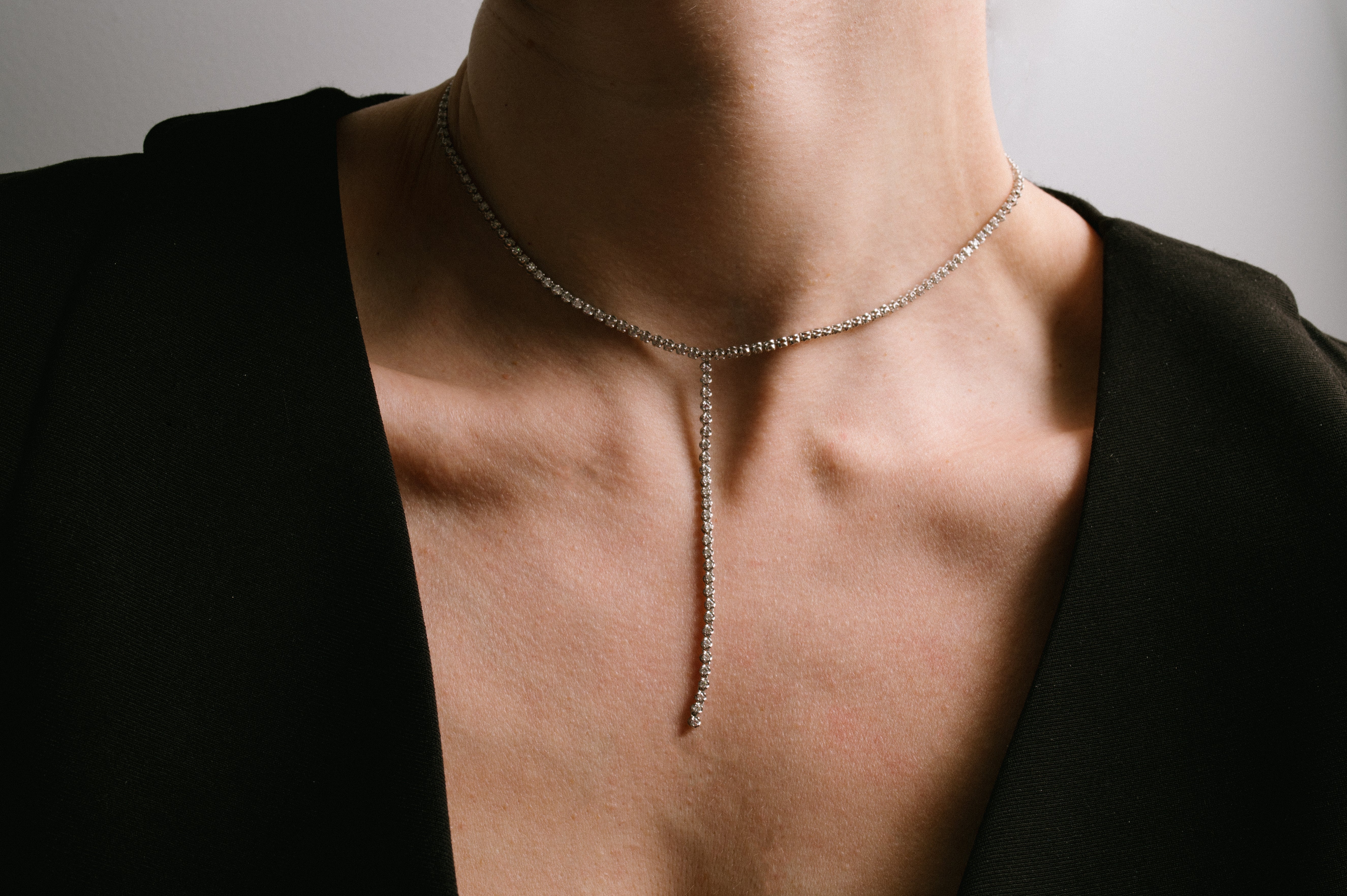 White Gold Y-Shape Diamond Necklace