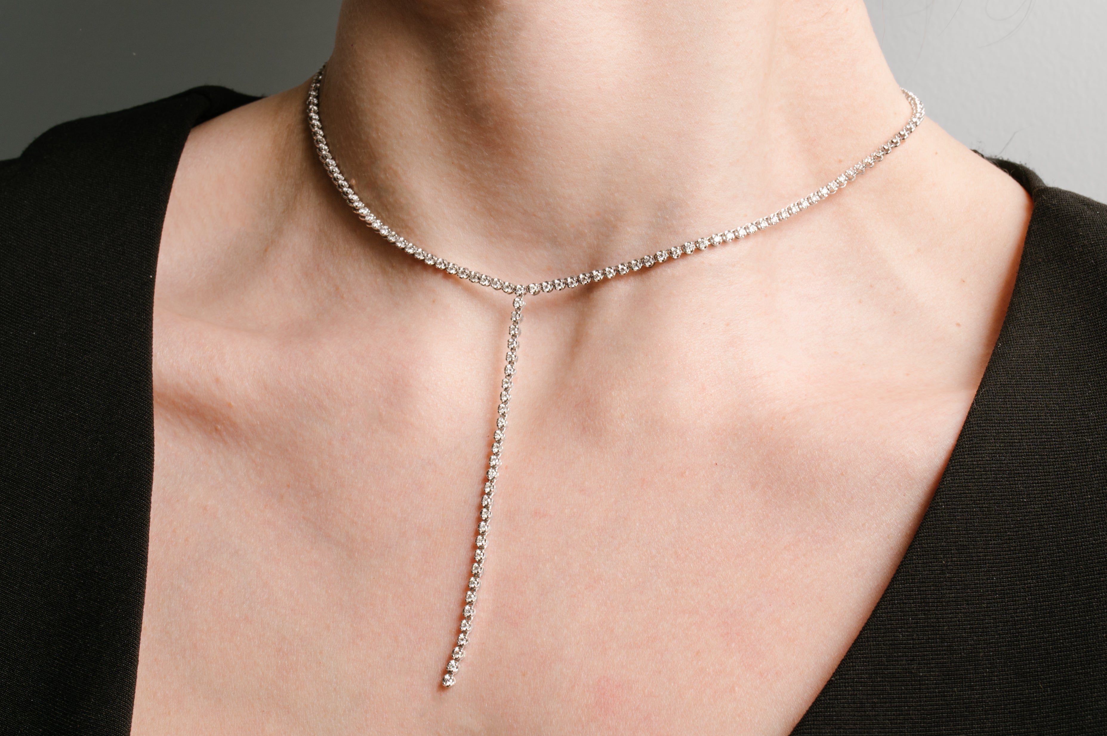 White Gold Y-Shape Diamond Necklace
