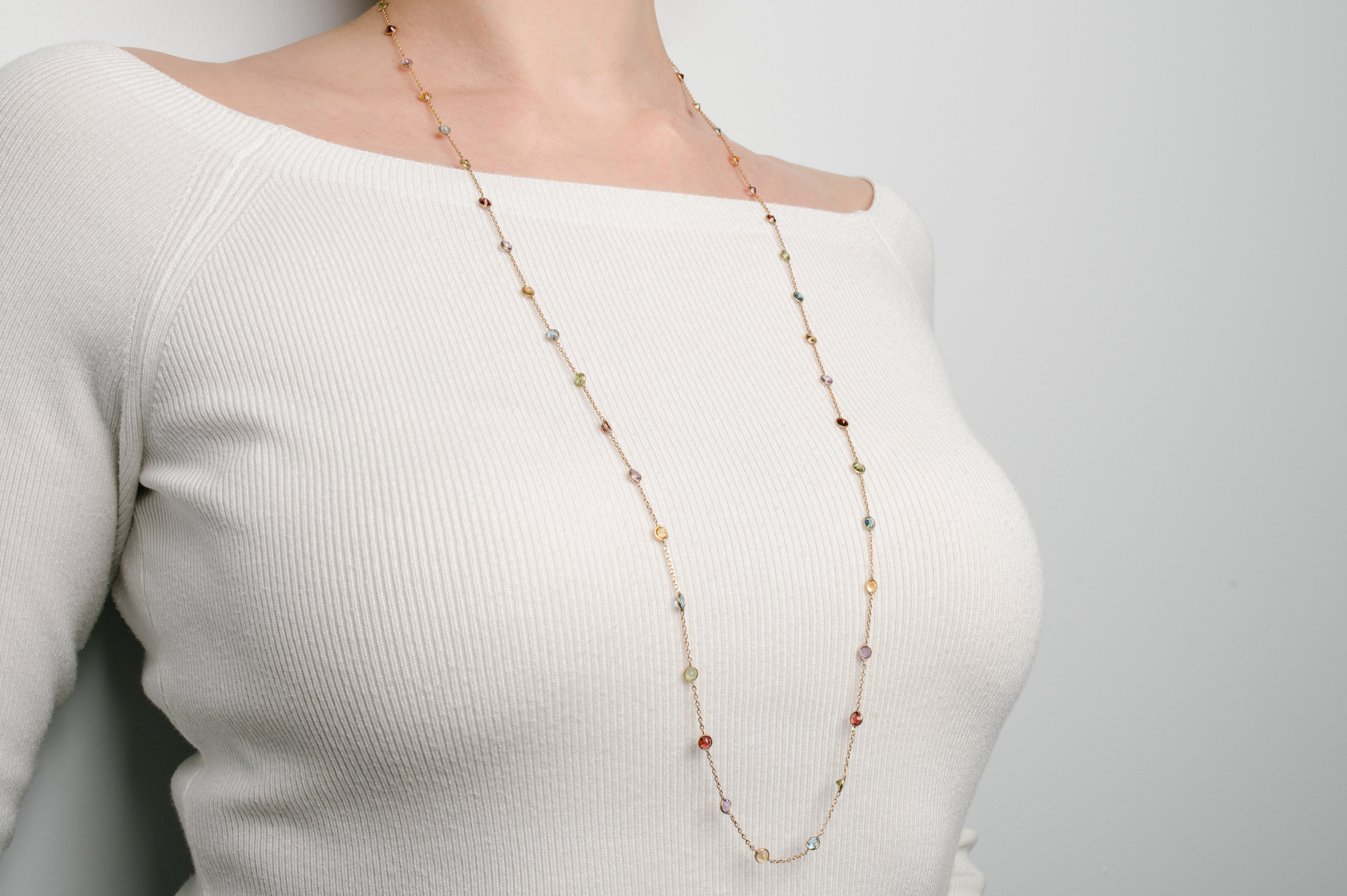 Yellow Gold Sapphire Chain Necklace