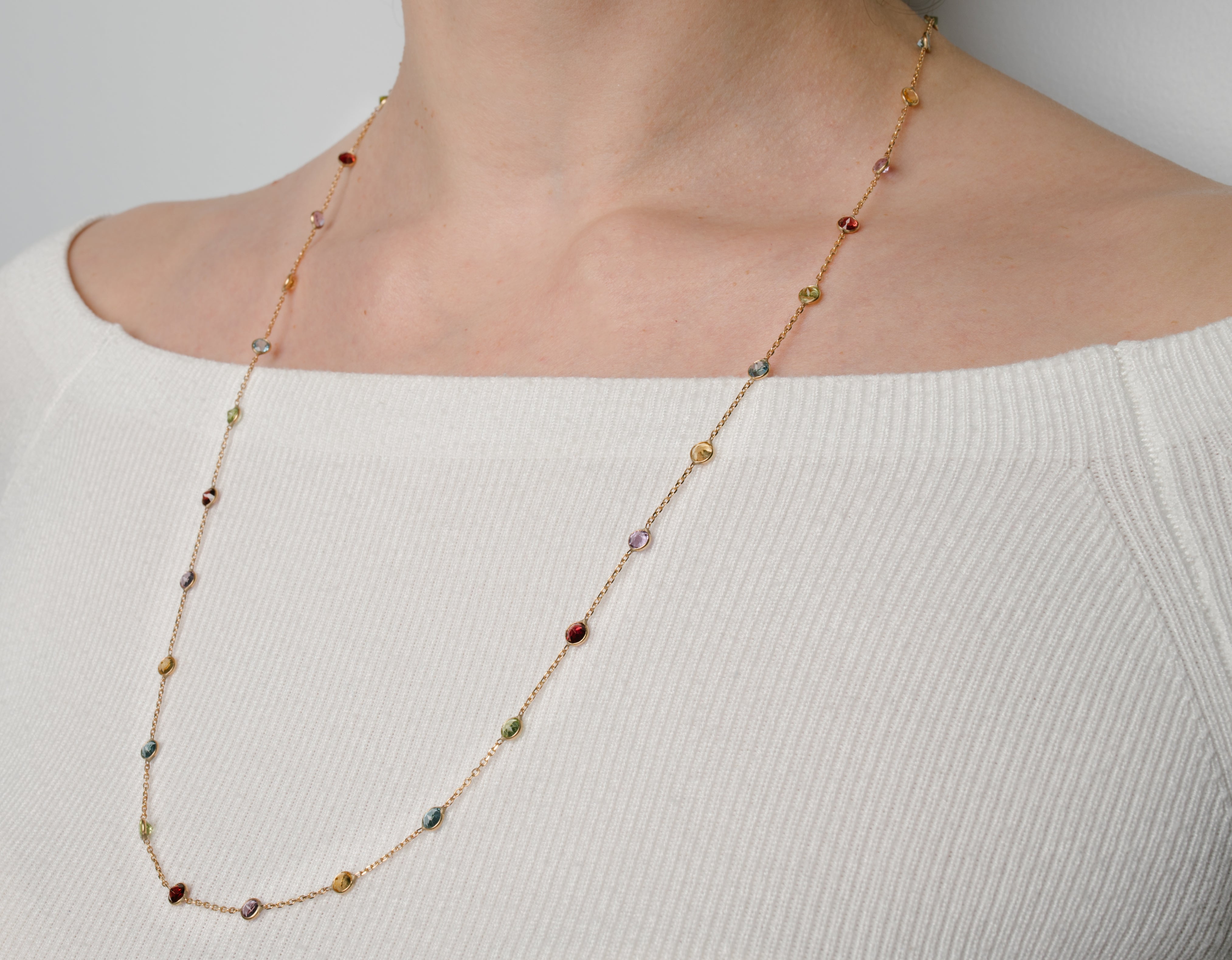 Yellow Gold Sapphire Chain Necklace