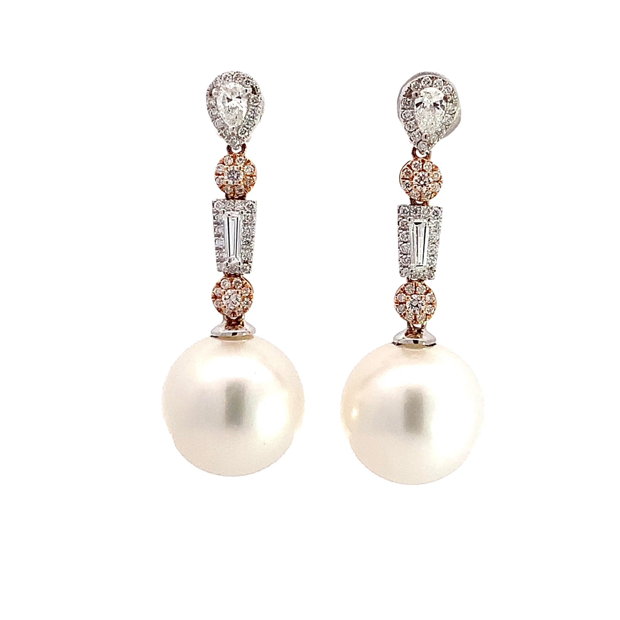 PEARL PINK AND WHITE DIAMOND EARRINGS