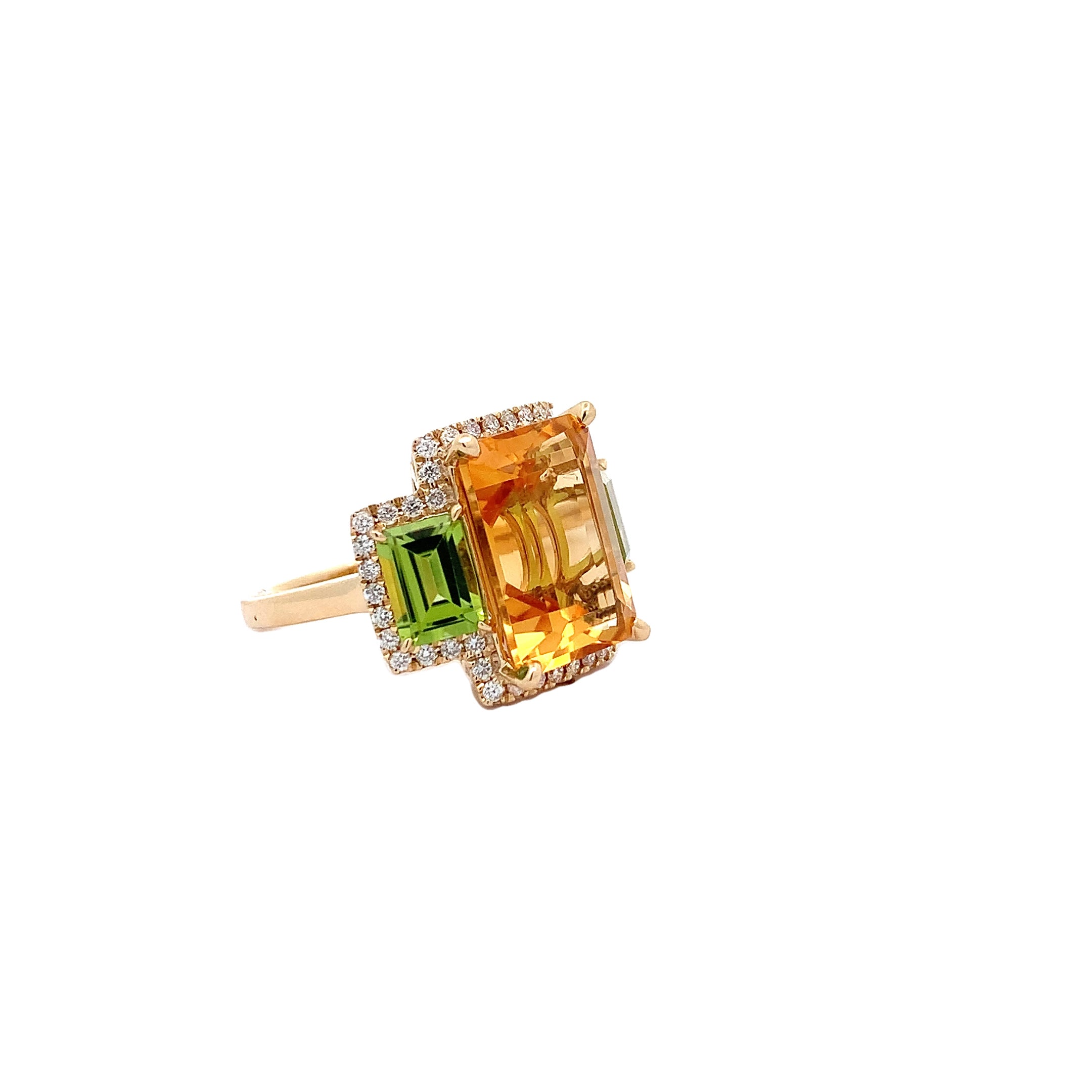 CITRINE PERIDOT AND DIAMOND RING