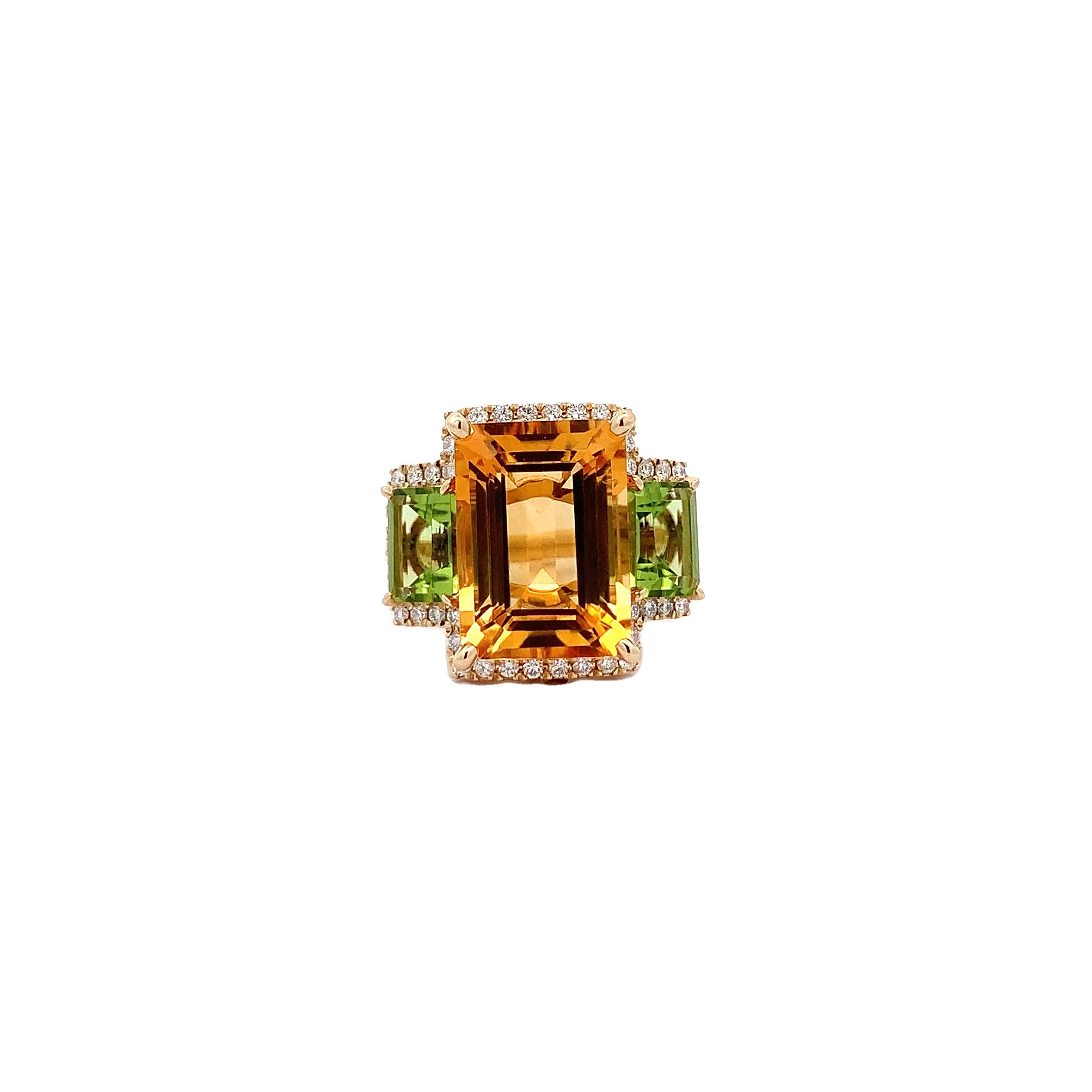 CITRINE PERIDOT AND DIAMOND RING