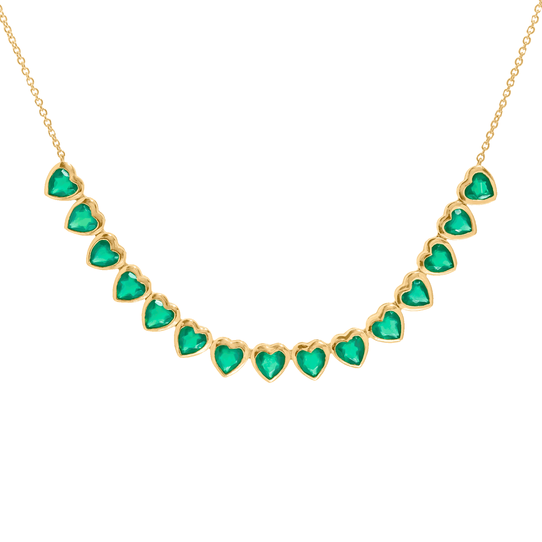 Yellow Gold Pendant Necklace with Emerald Stones