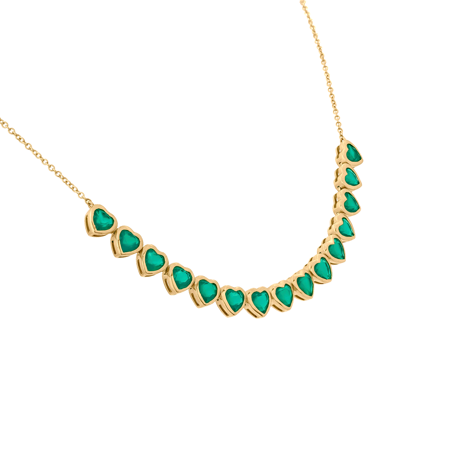 Yellow Gold Pendant Necklace with Emerald Stones