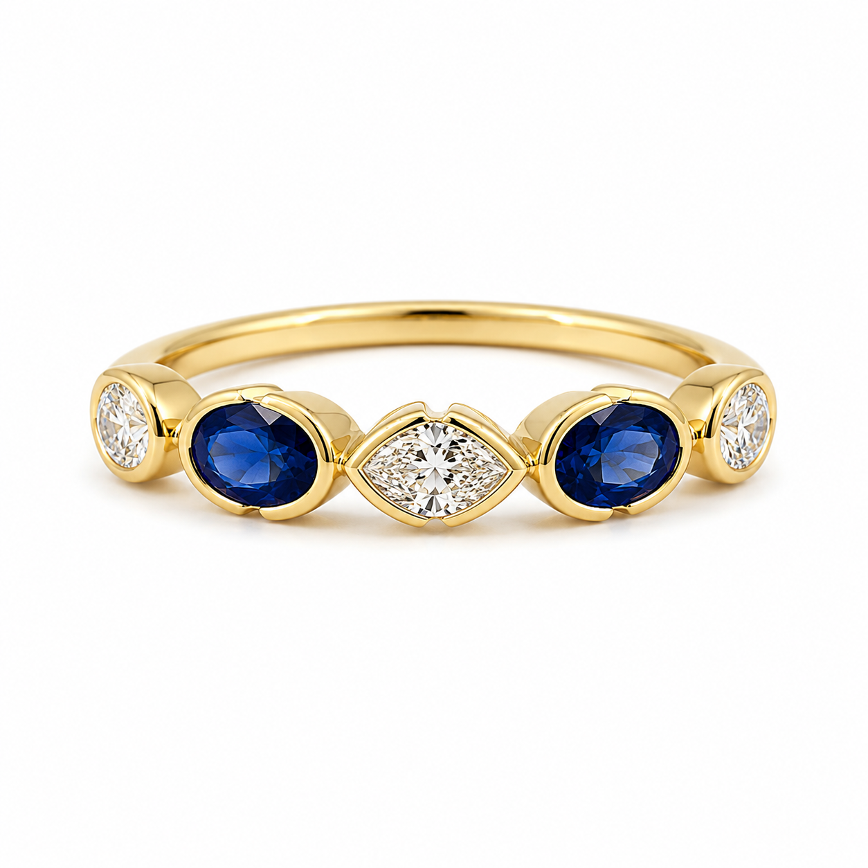 Yellow Gold Sapphire and Diamond Ring