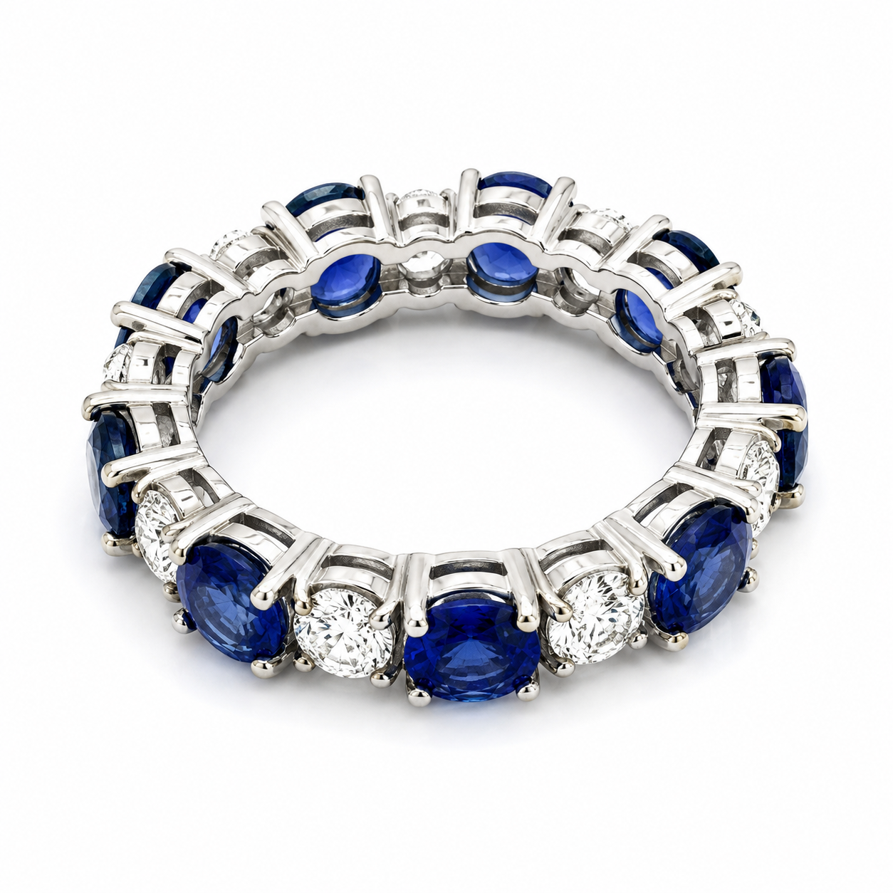 White Gold Diamond and Sapphire Ring