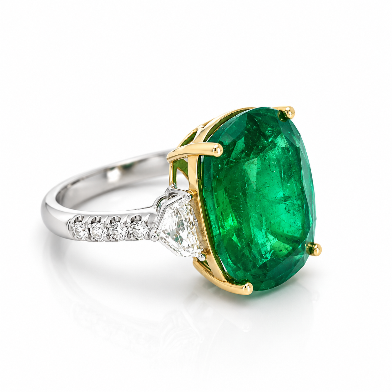 White Gold Emerald and Diamond Ring