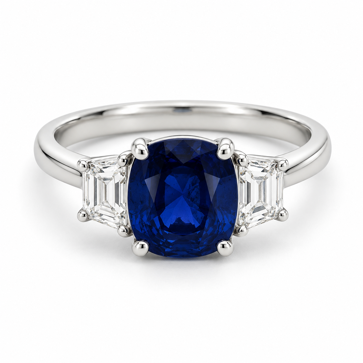 White Gold Sapphire Diamond Ring