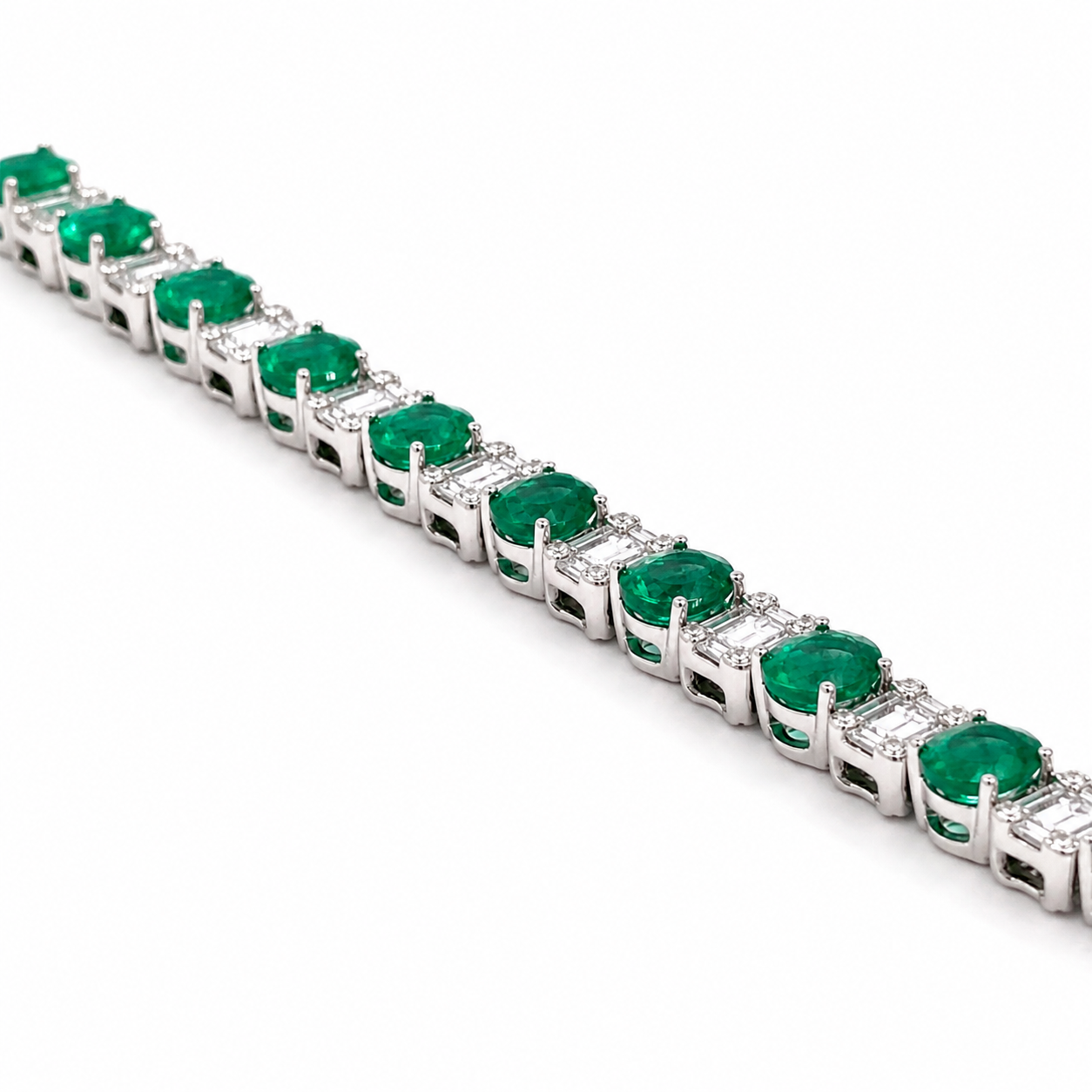 White Gold Emerald and Diamond Bracelet