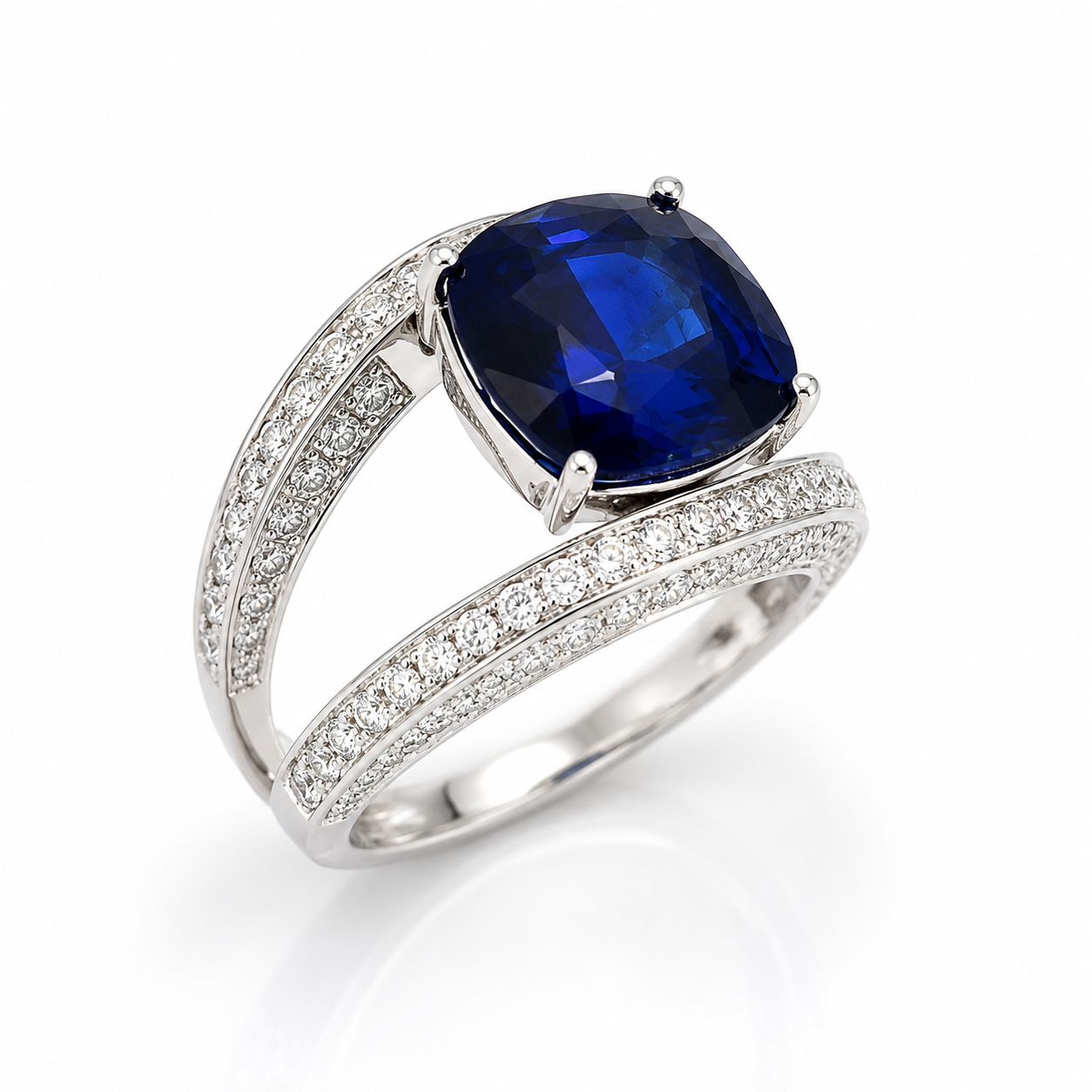 White Gold Sapphire and Diamond Ring