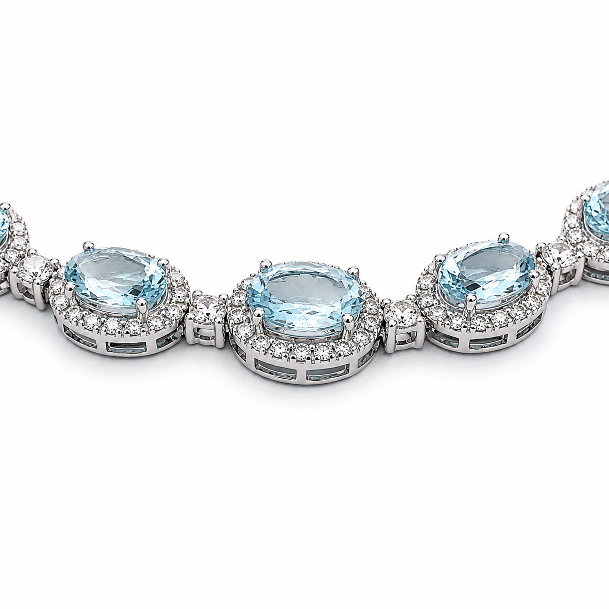 White Gold Aquamarine Diamond Necklace