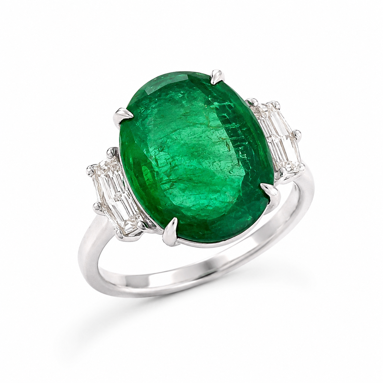 White Gold Emerald Ring