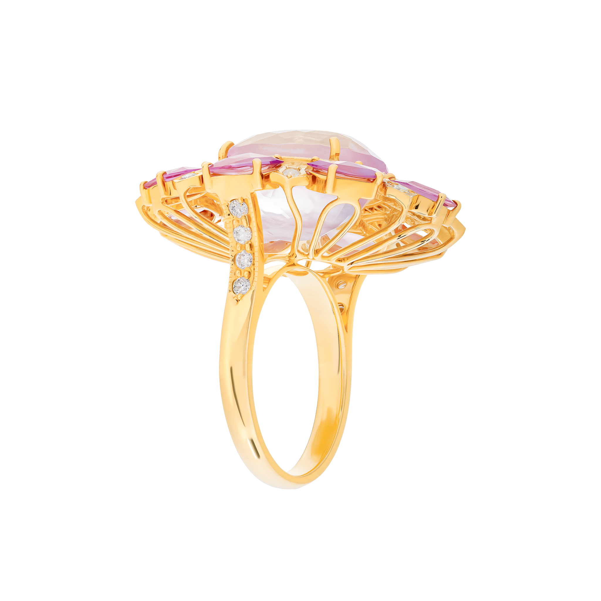 Flower Ruby and DIamond Ring