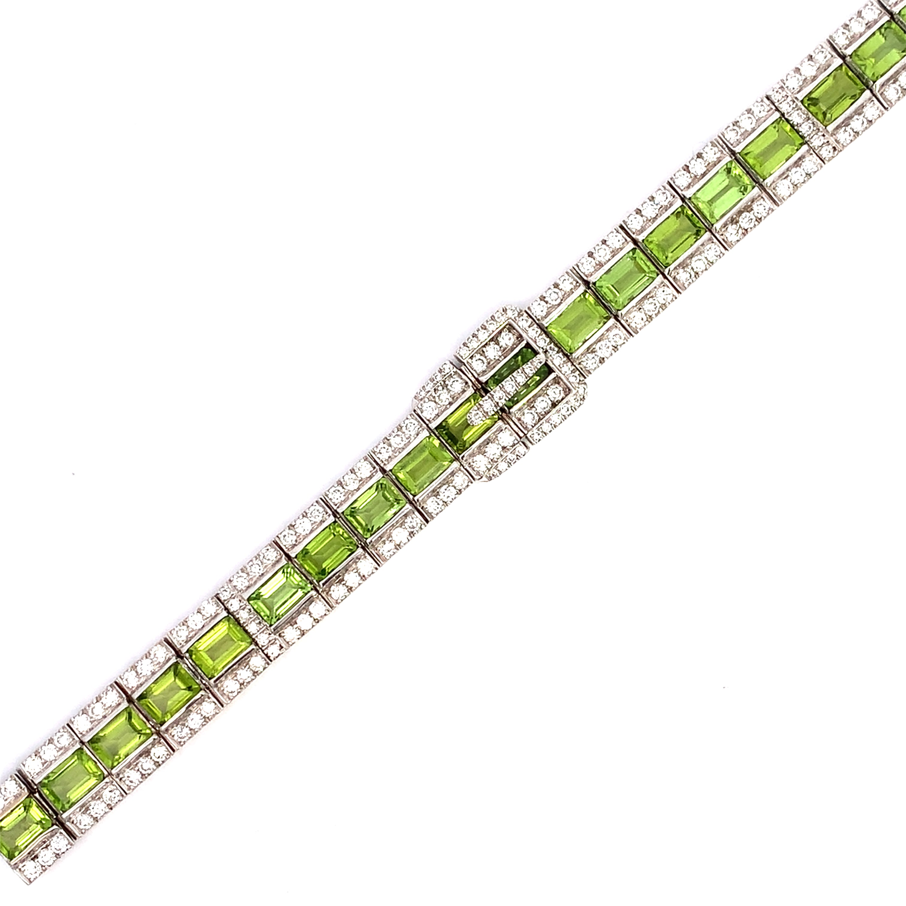 White Gold Gemstone Bracelet with Diamond, Peridot Stones