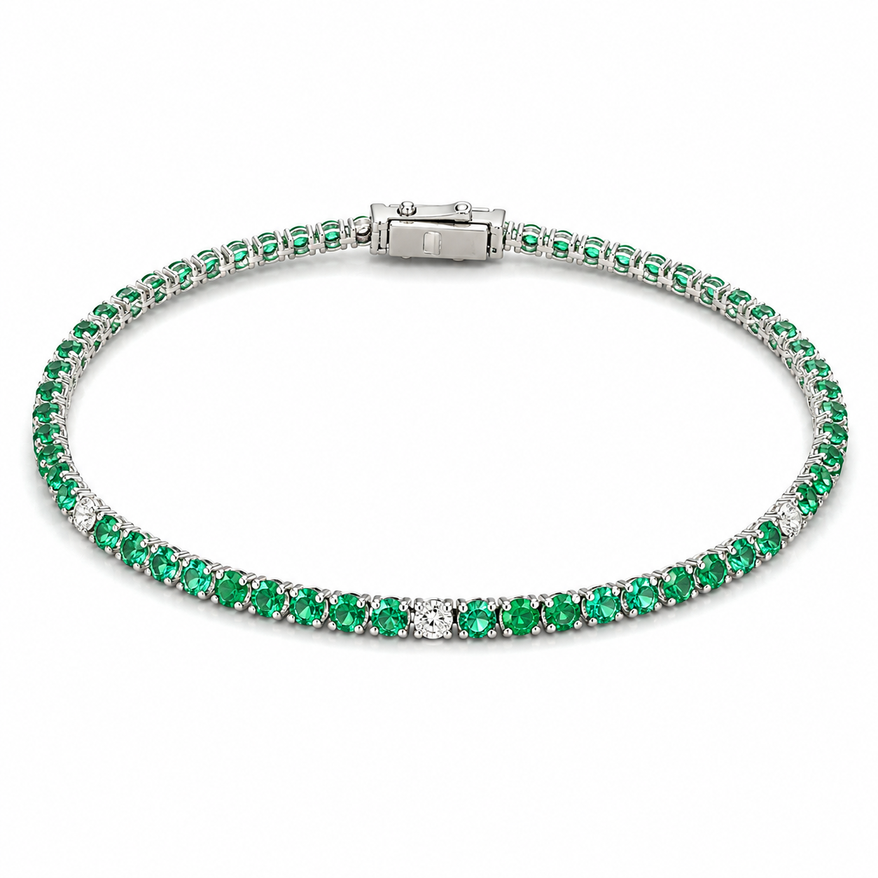 White Gold Emerald and Diamond Bracelet