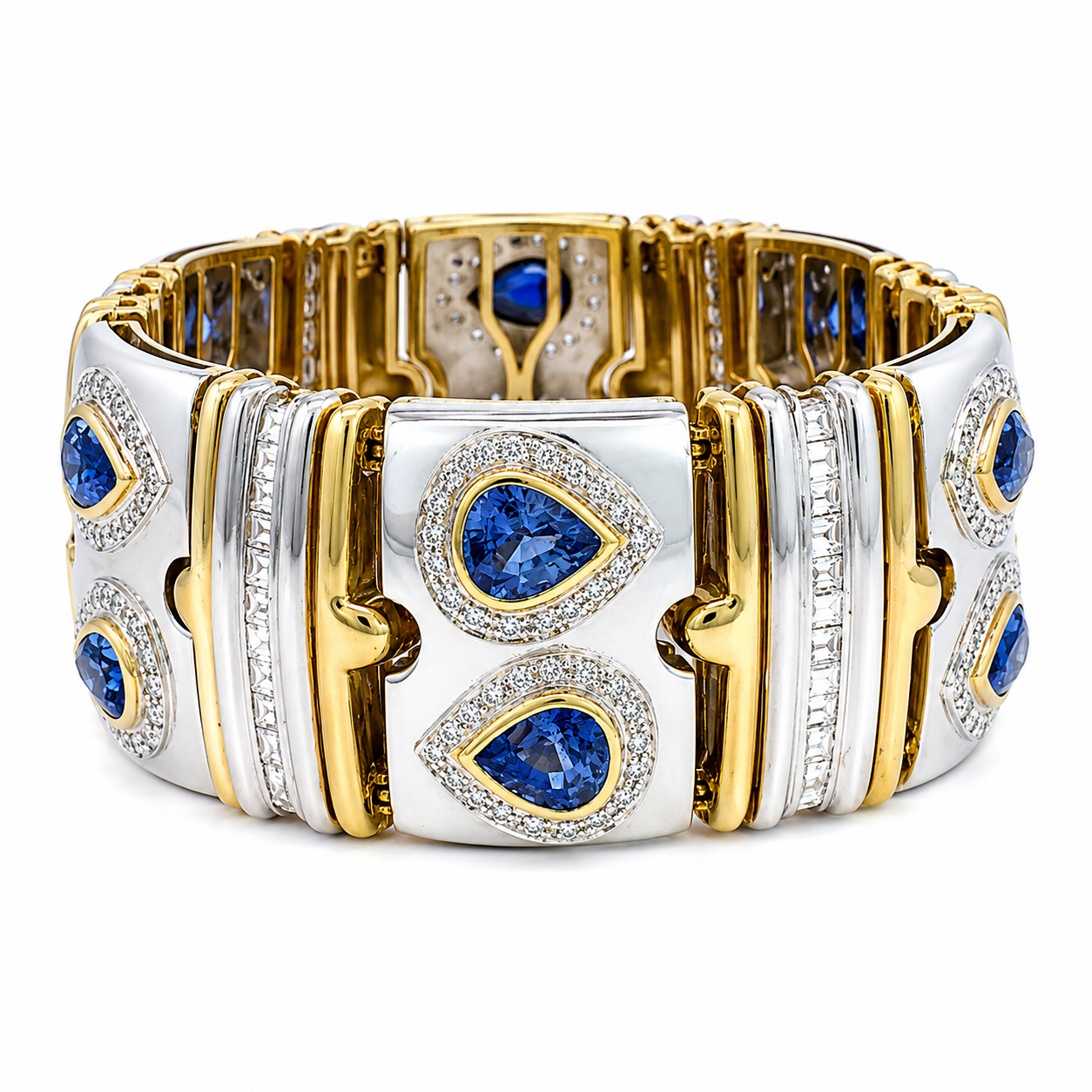 White and Yellow Gold Sapphire and Diamond Bracelet