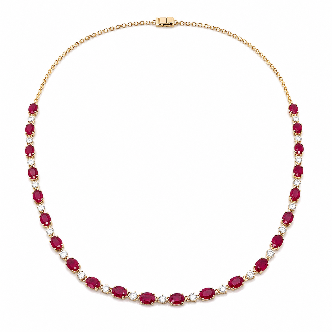 Yellow Gold Ruby and Diamond Necklace