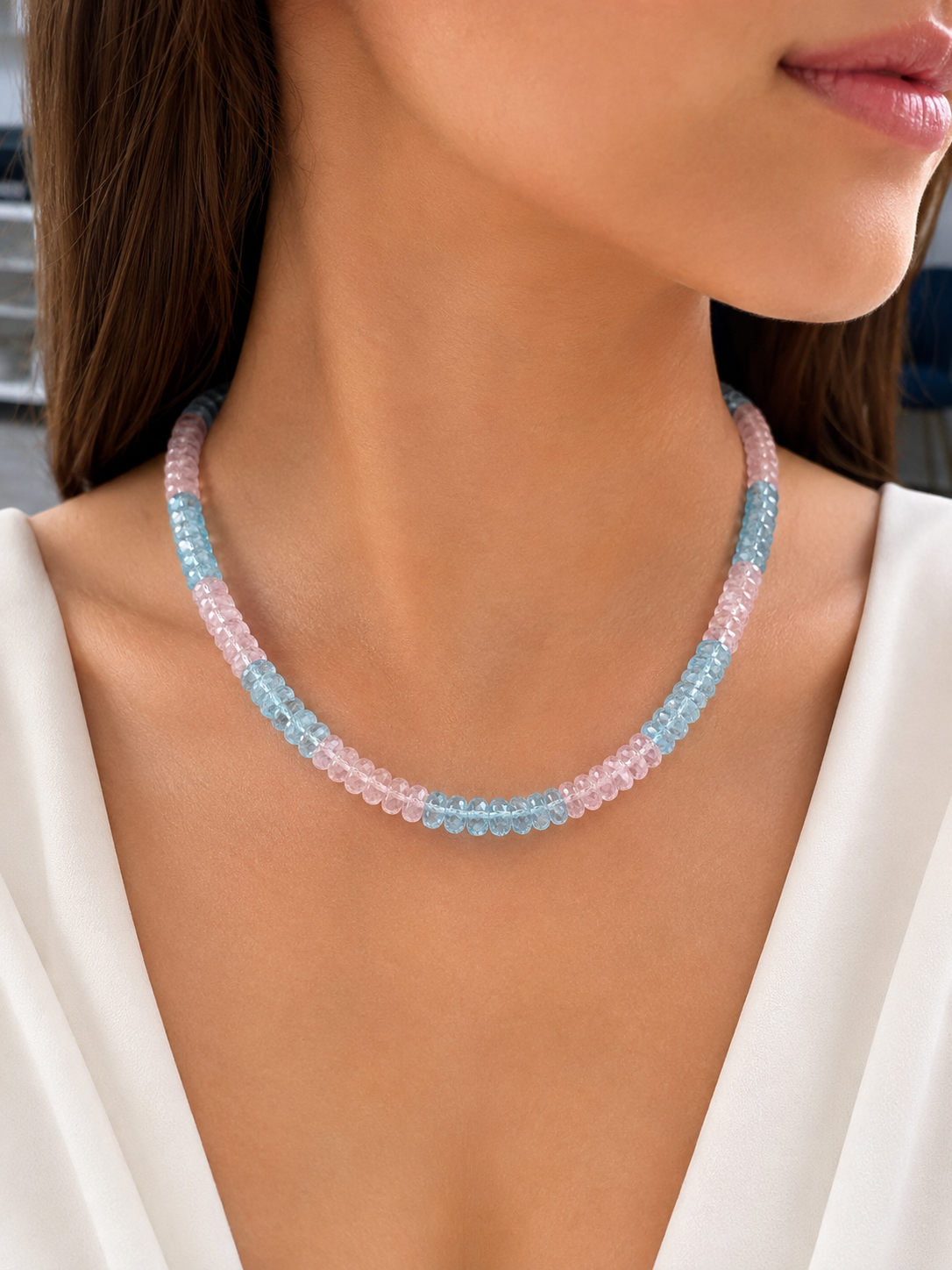 Aquamarine and Morganite Necklace