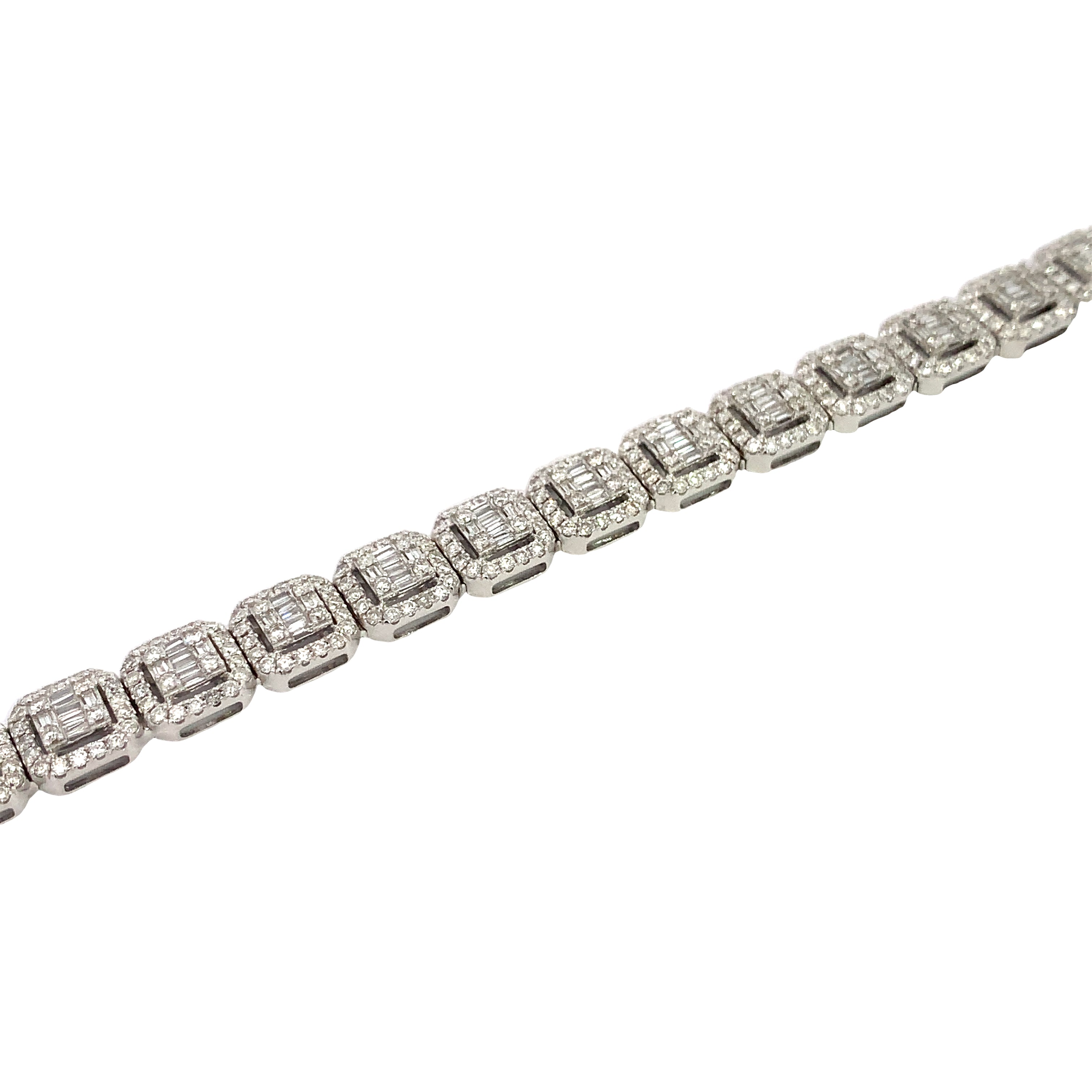 White Gold Gemstone Link Bracelet with Diamond Only Stones