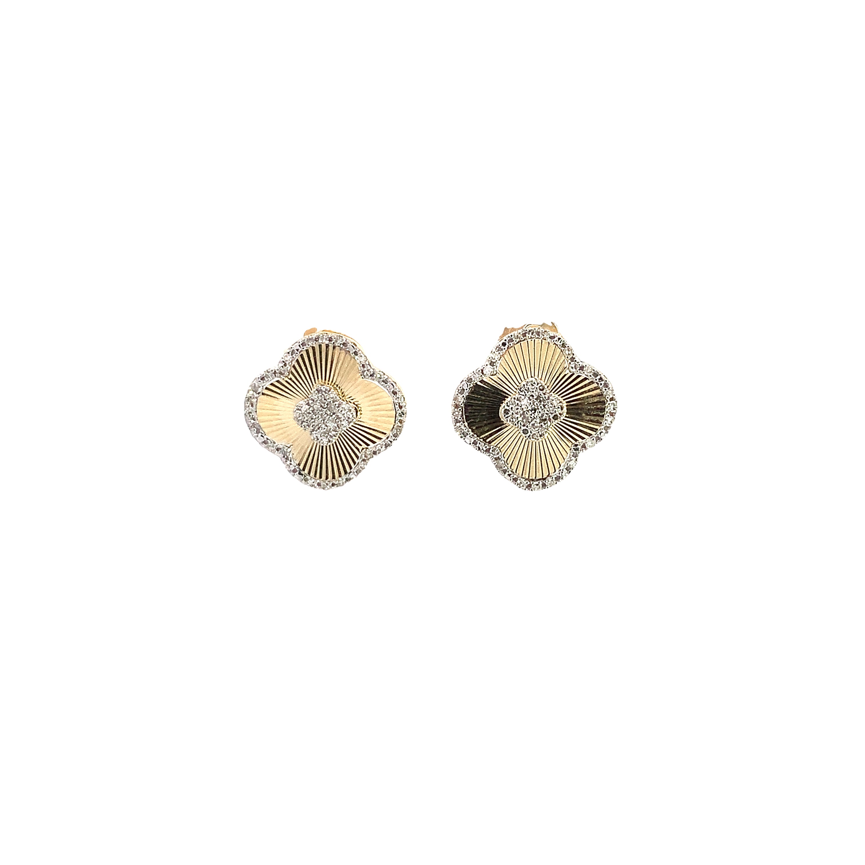 Yellow Gold Stud Earrings with Diamond Only Stones
