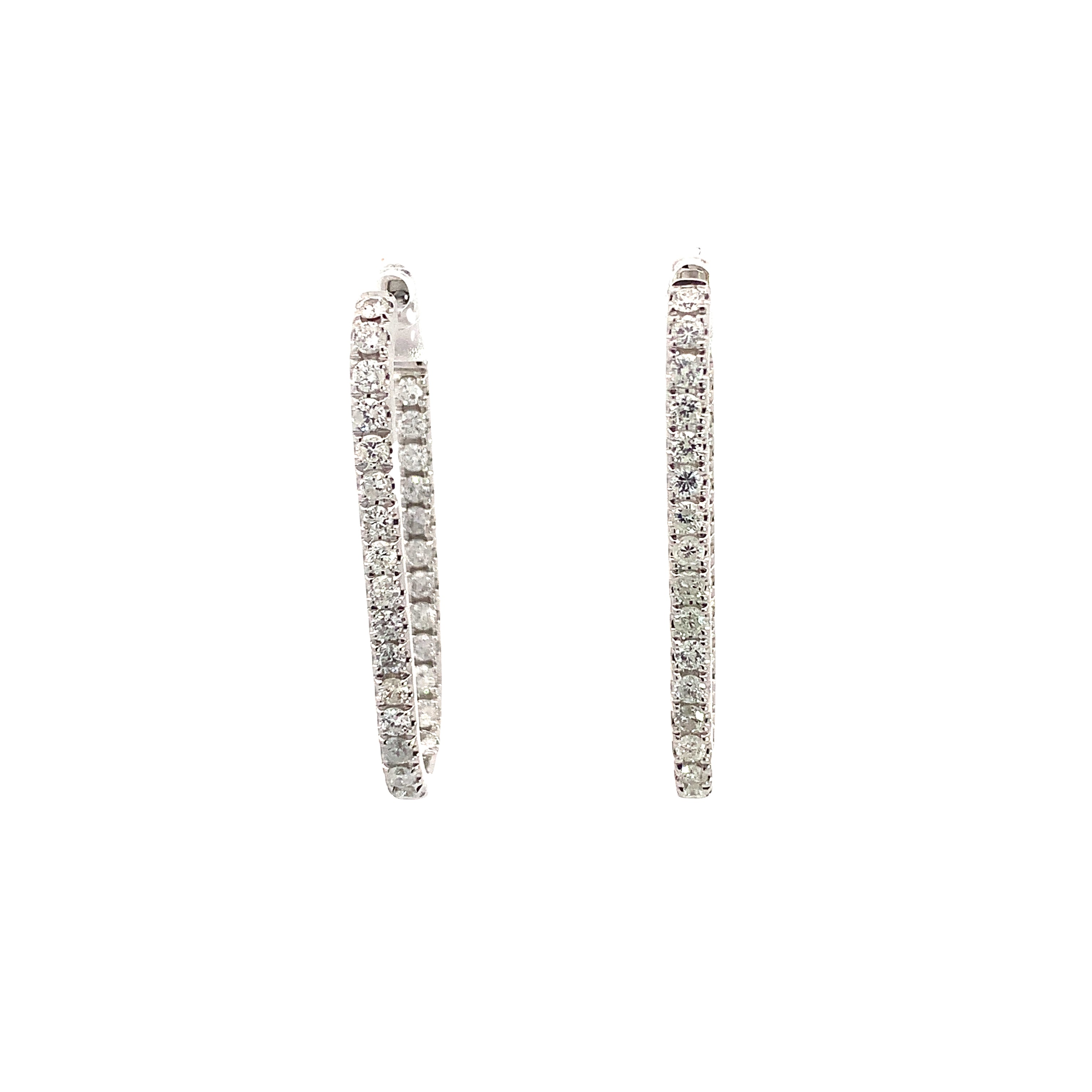 White Gold Hoop Earrings with Diamond Only Stones