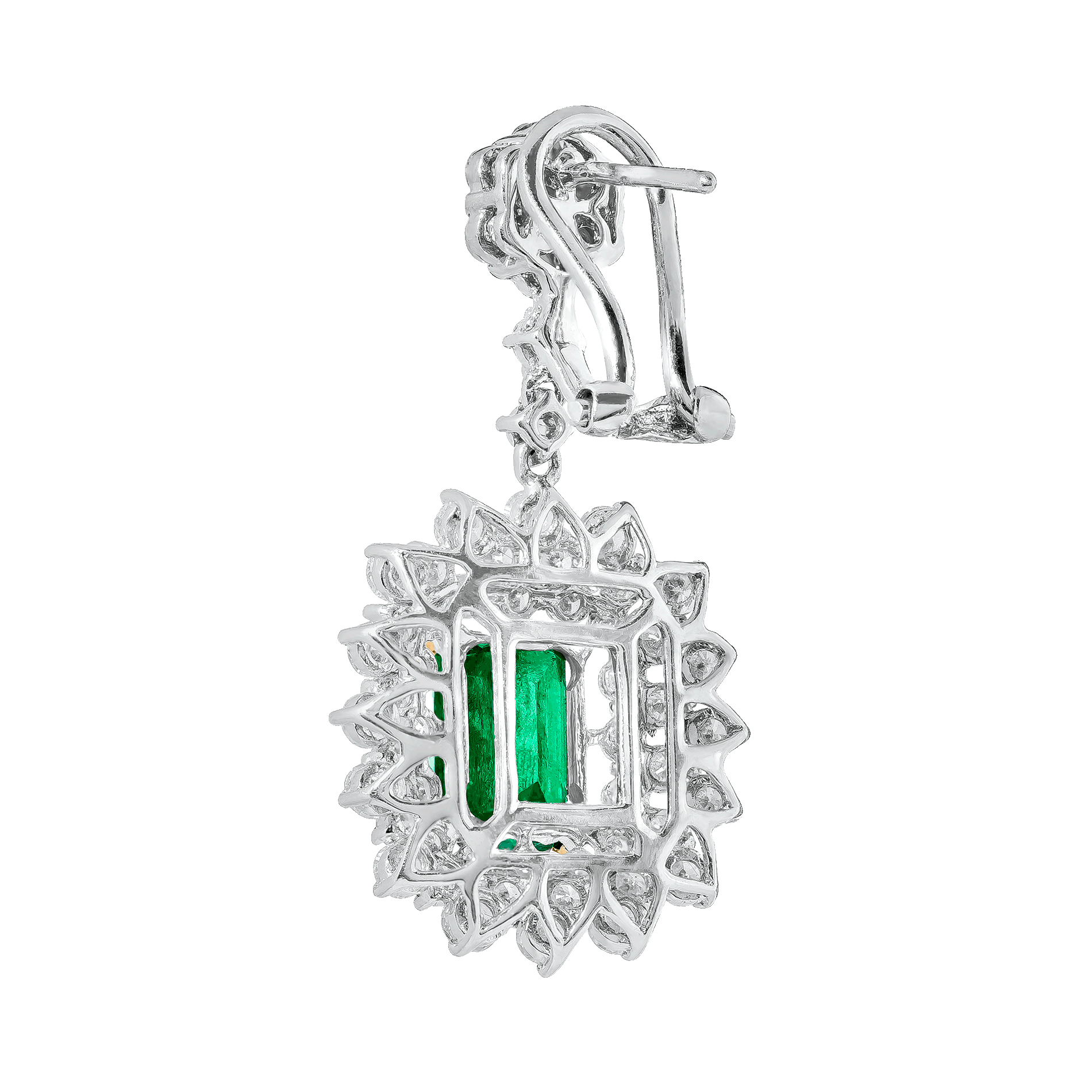 White Gold Earrings with Diamond, Emerald Stones