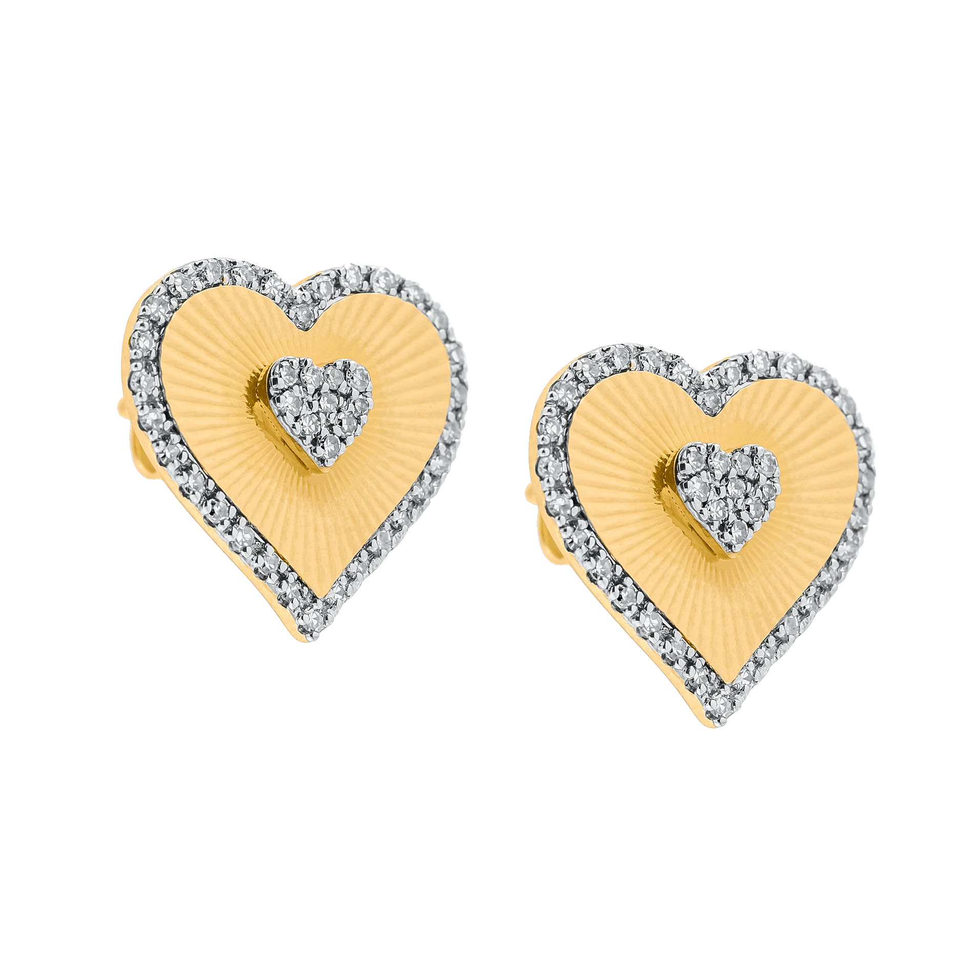 Yellow Gold Stud Earrings with Diamond Only Stones