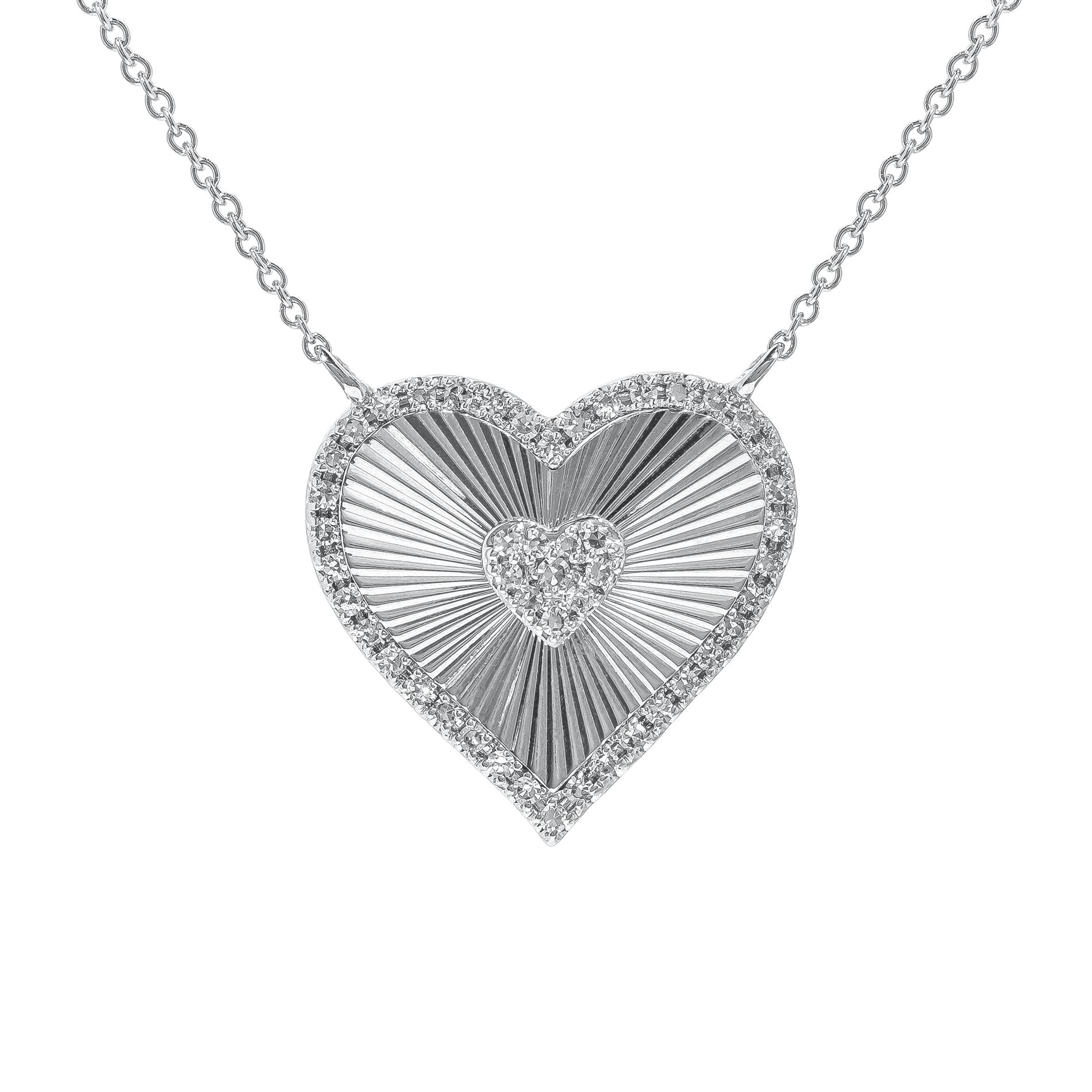 White Gold Pendant Necklace with Diamond Only Stones
