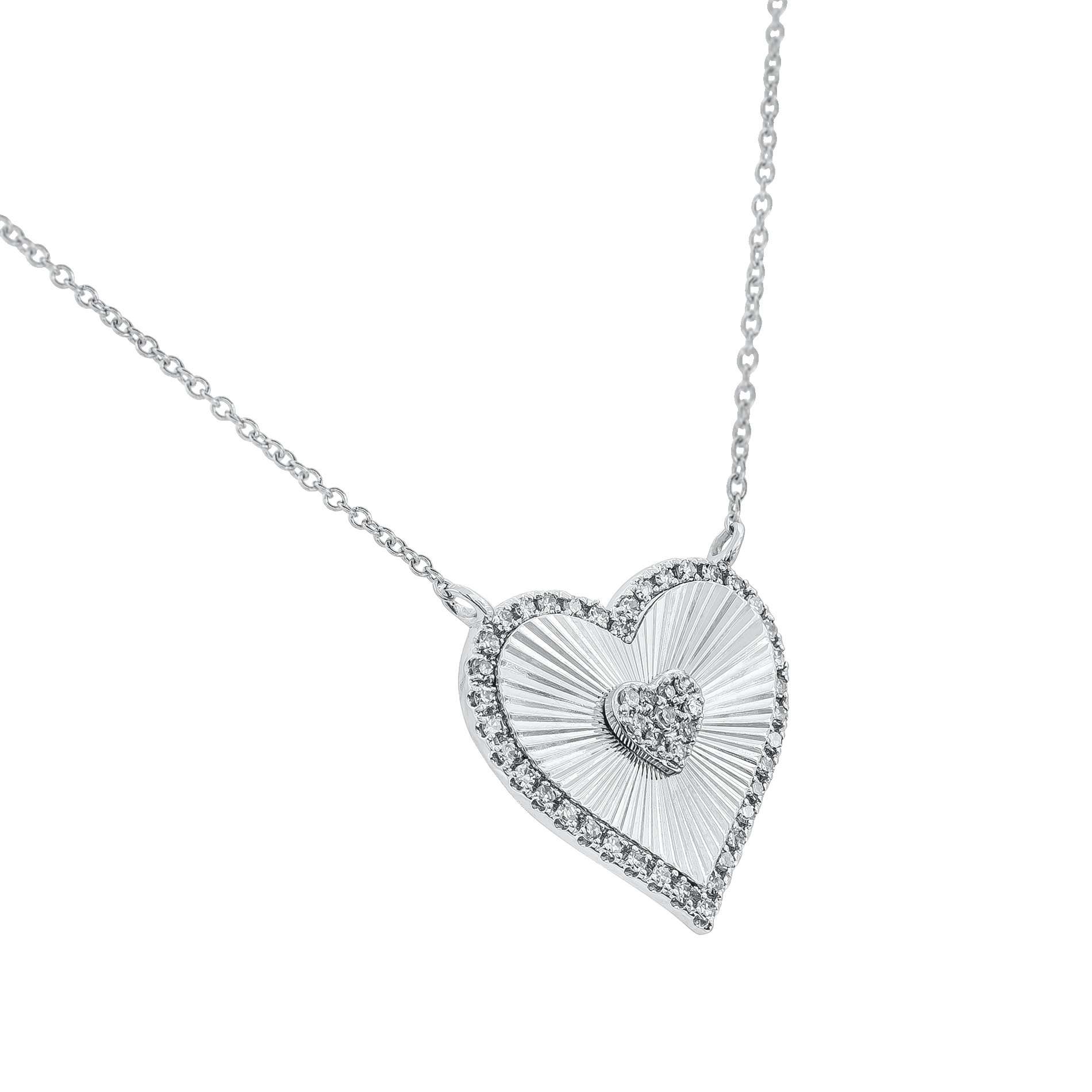 White Gold Pendant Necklace with Diamond Only Stones