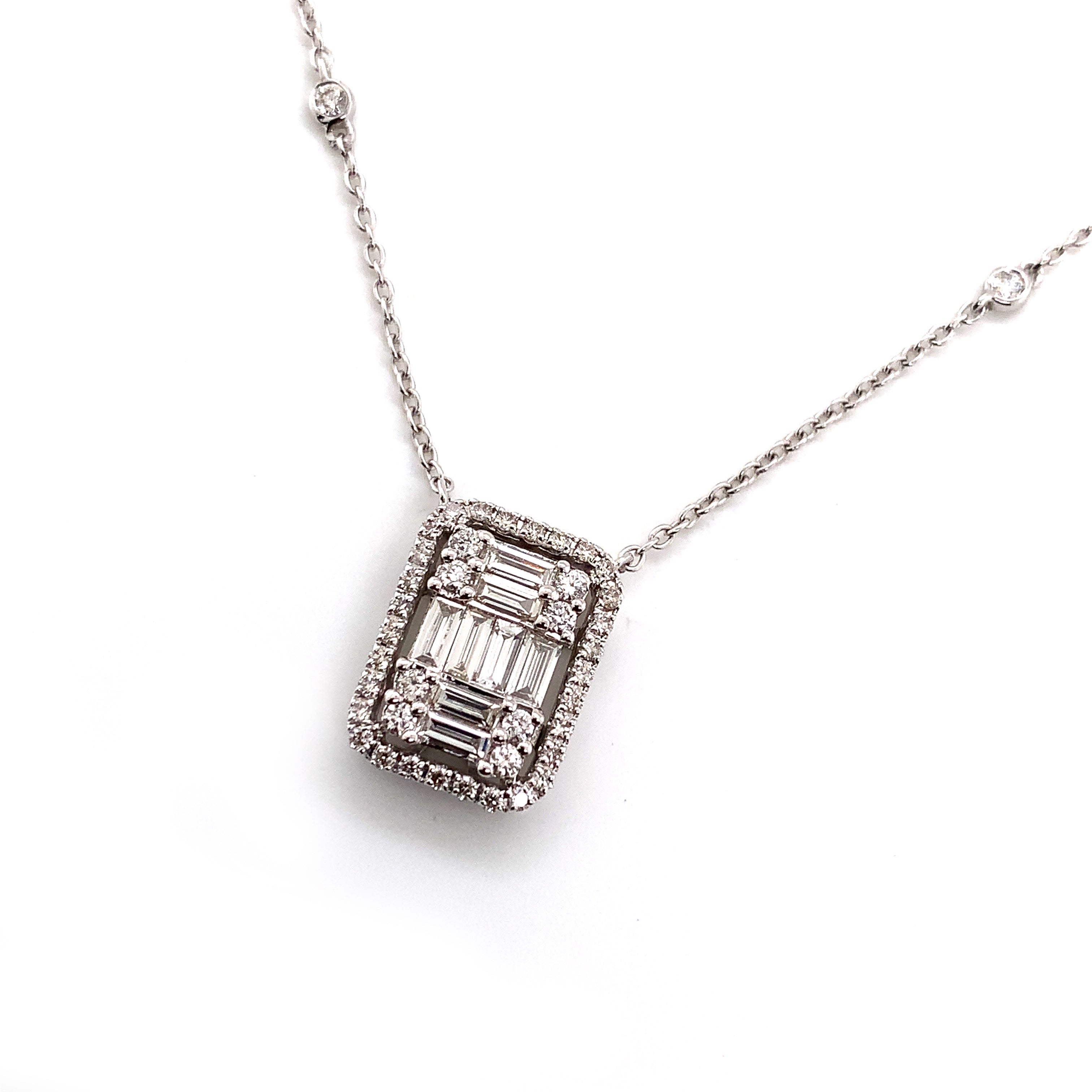 White Gold Pendant Necklace with Diamond Only Stones