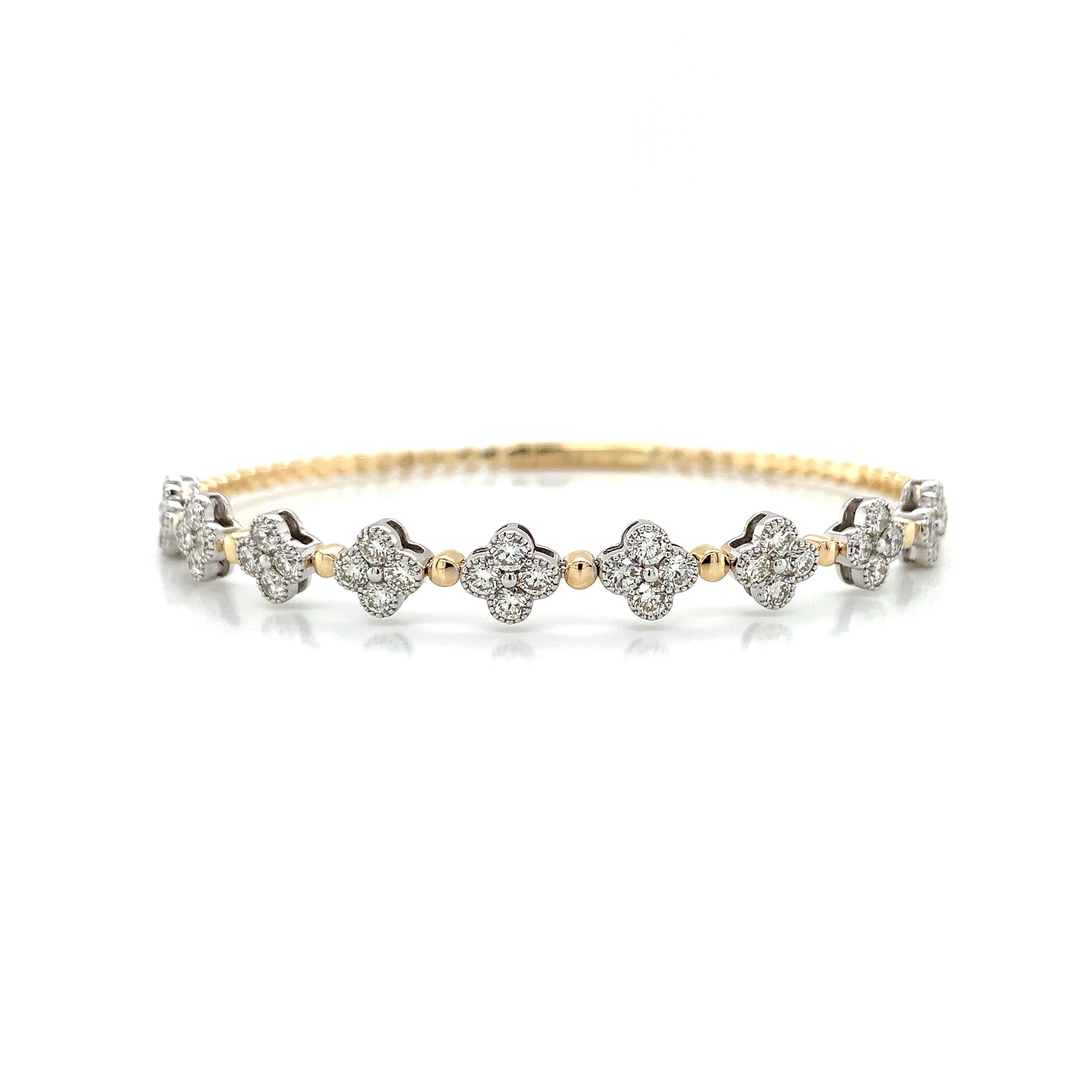 Yellow Gold Bangle Bracelet with Diamond Only Stones