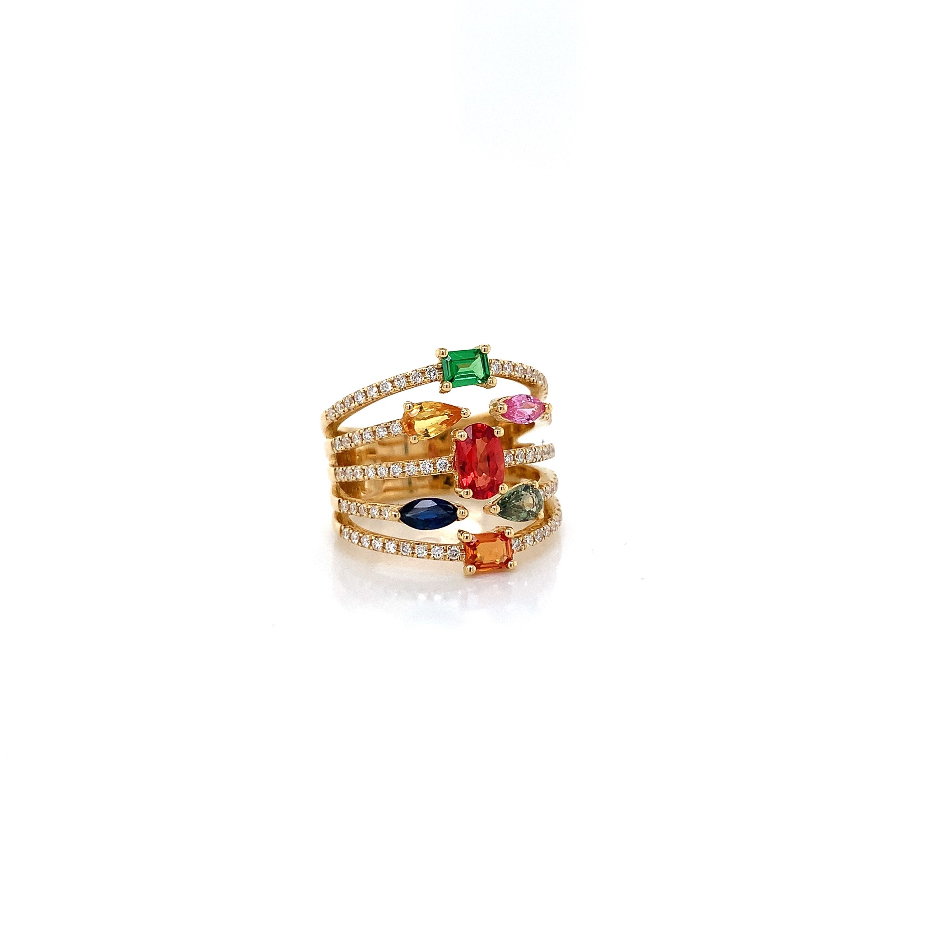 Yellow Gold Ring with Sapphire Stones