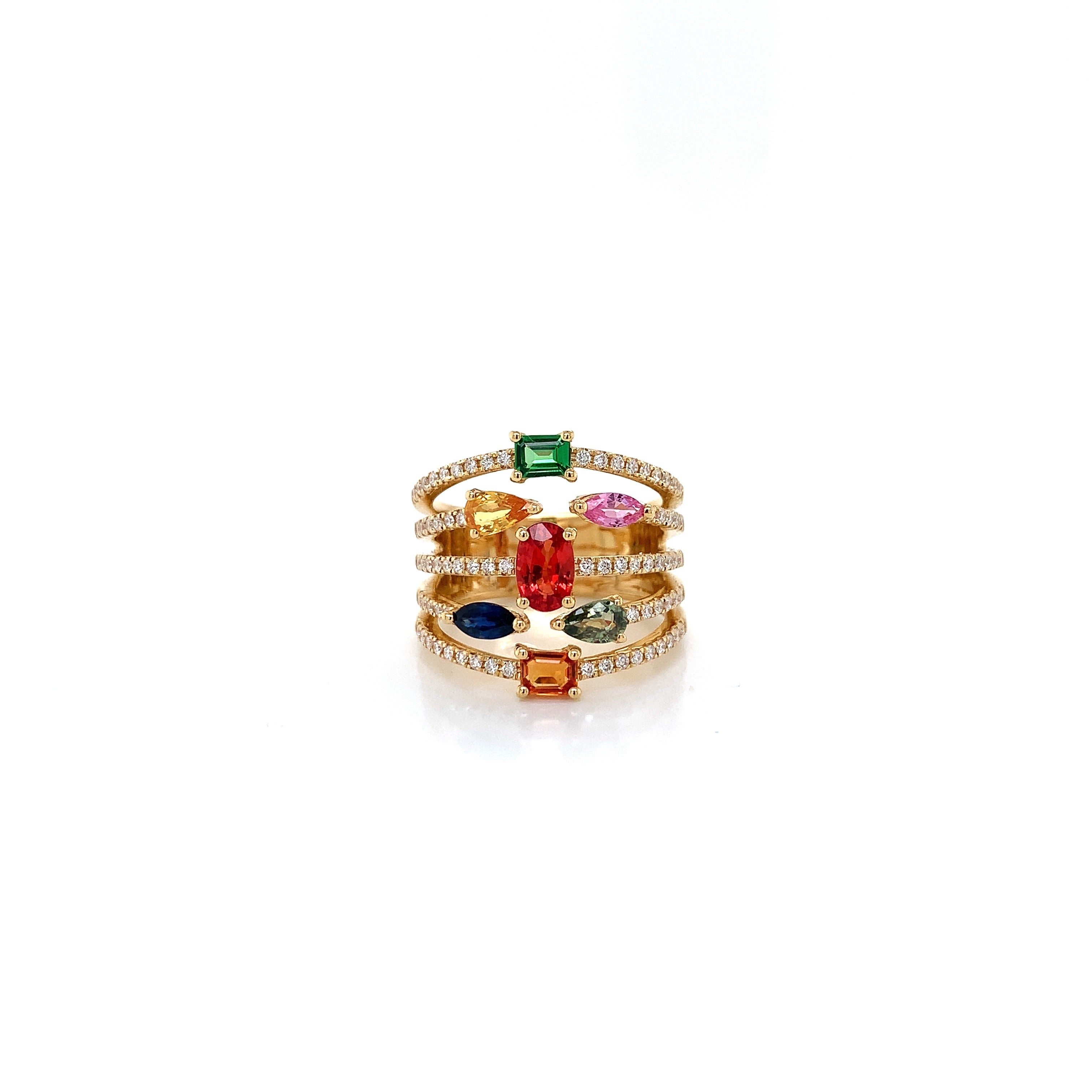 Yellow Gold Ring with Sapphire Stones