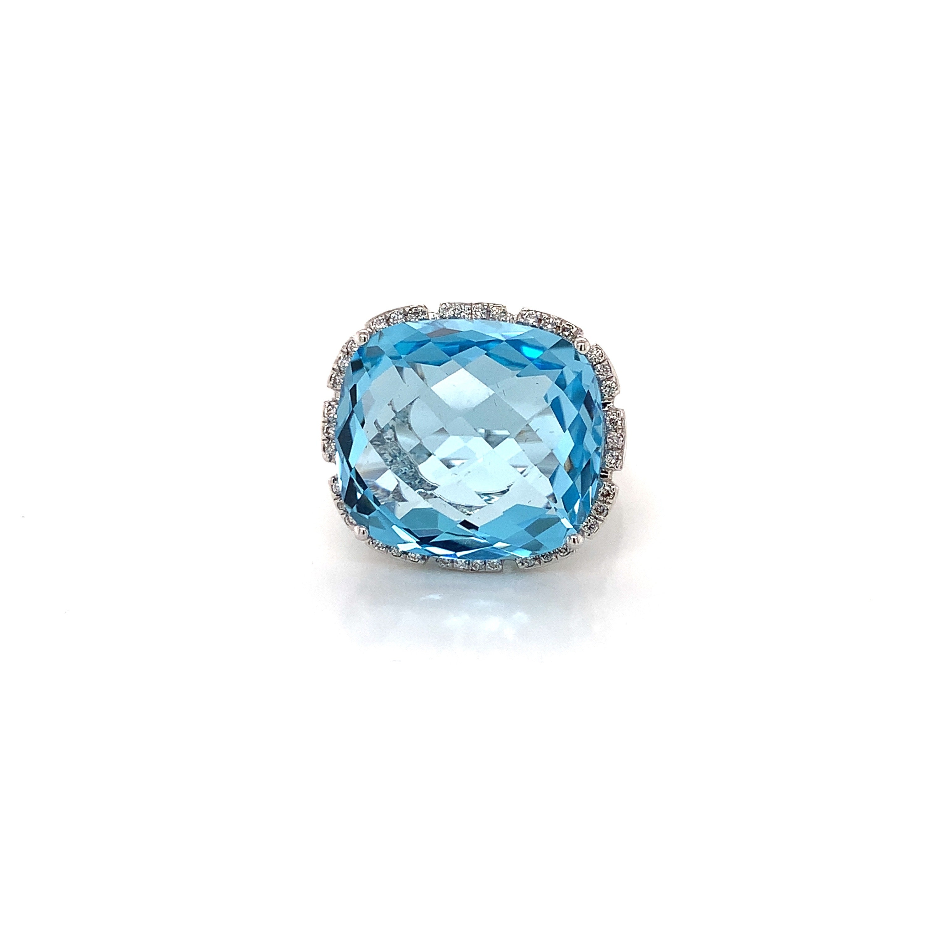White Gold Ring with Diamond, Topaz Stones