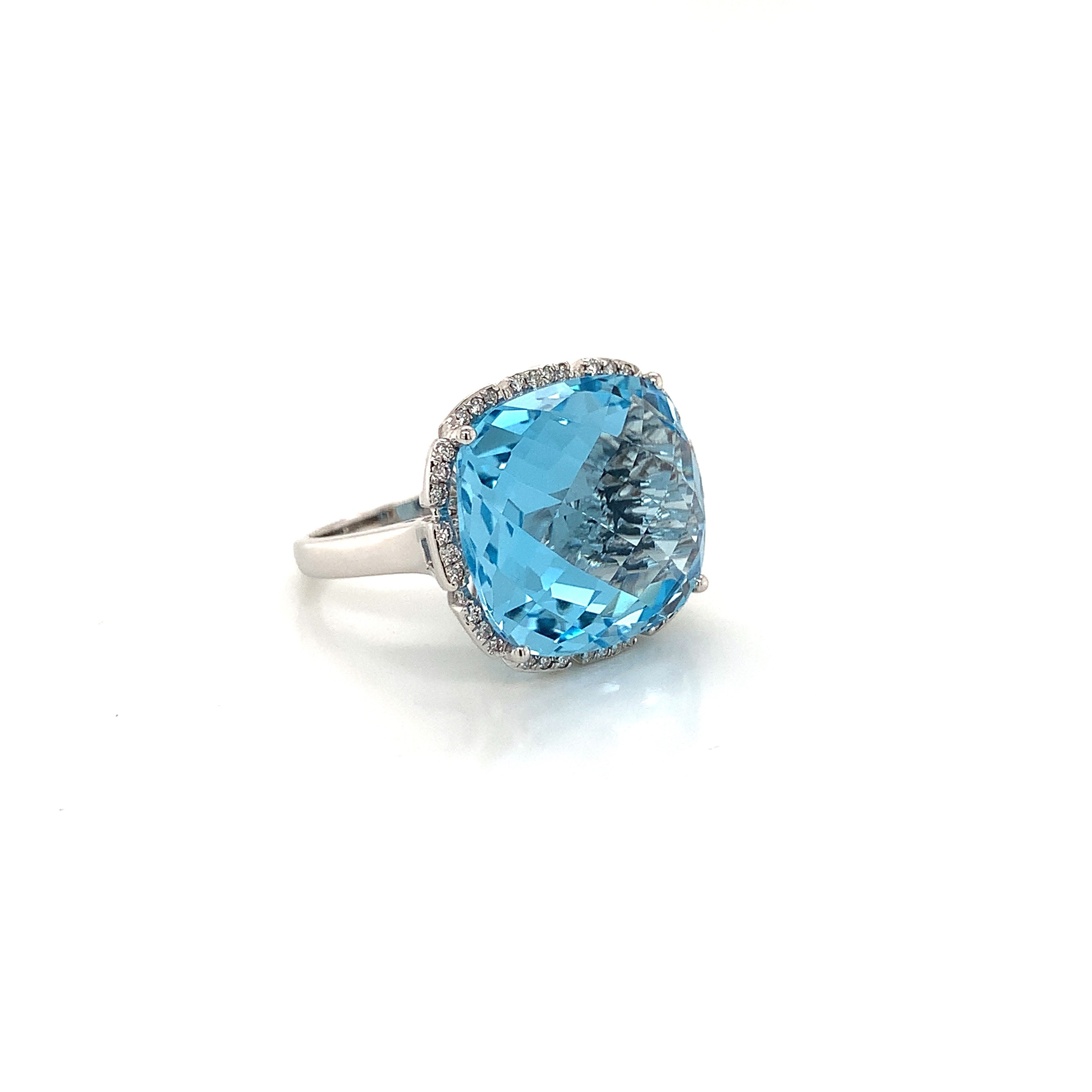 White Gold Ring with Diamond, Topaz Stones