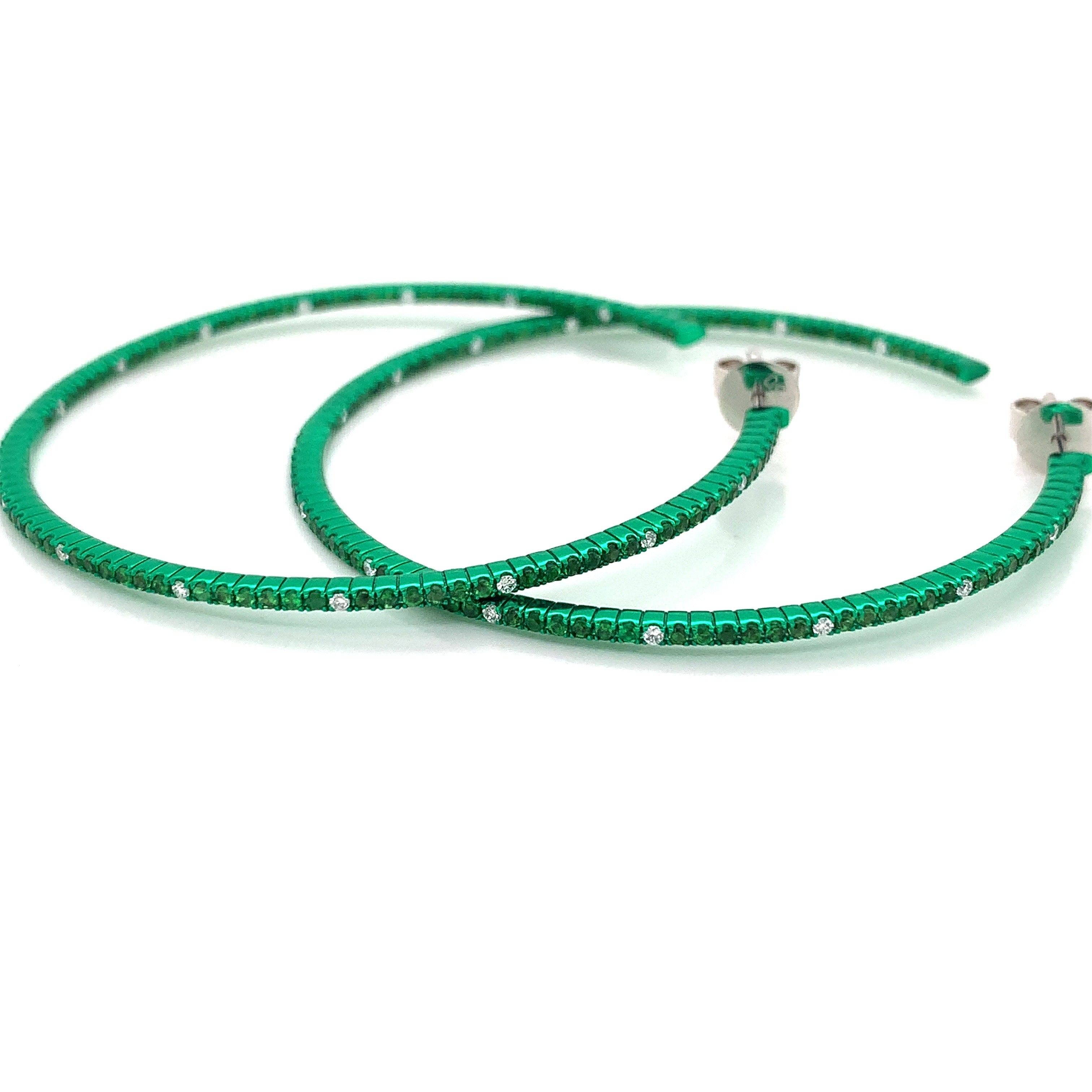 TSAVORITE HOOP EARRINGS